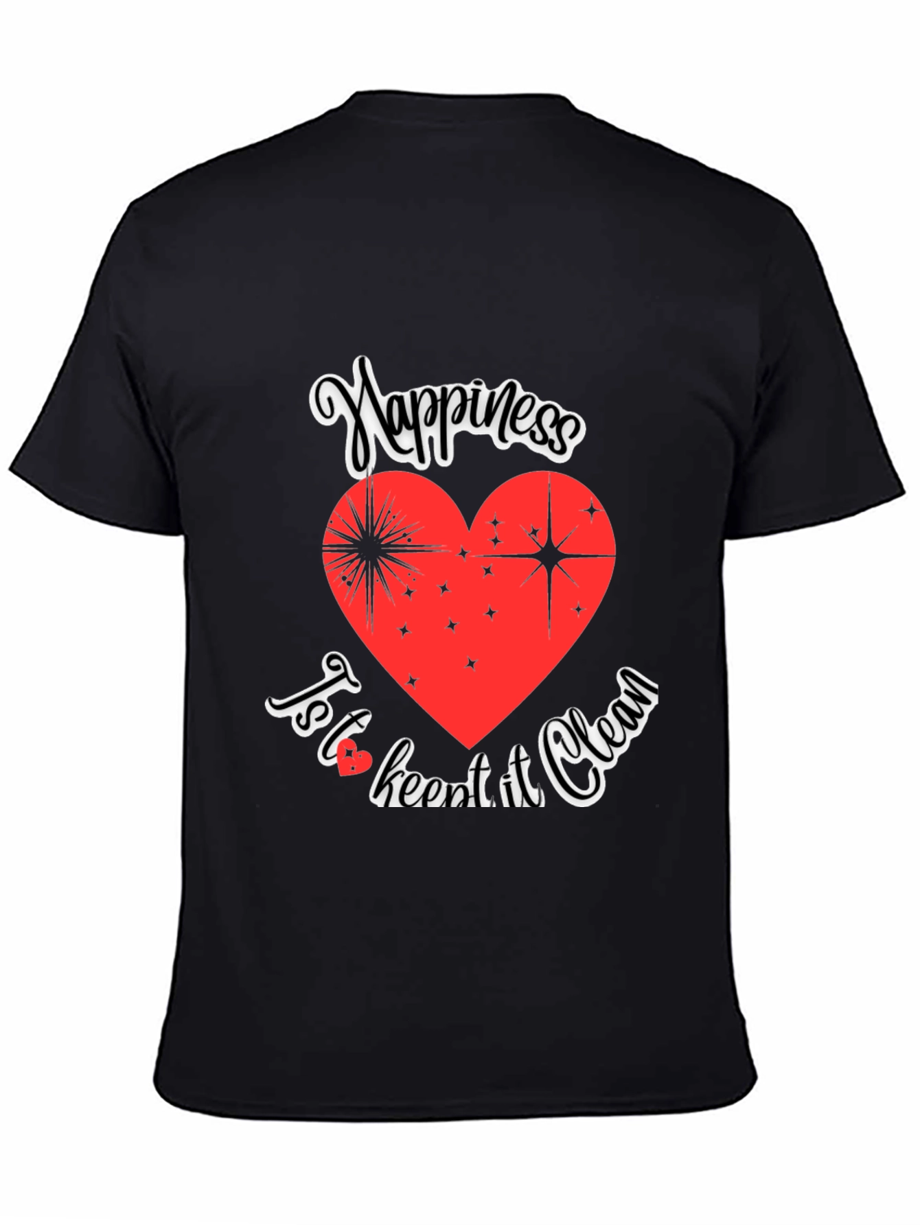 Happiness Clean Heart Black Graphic Tee