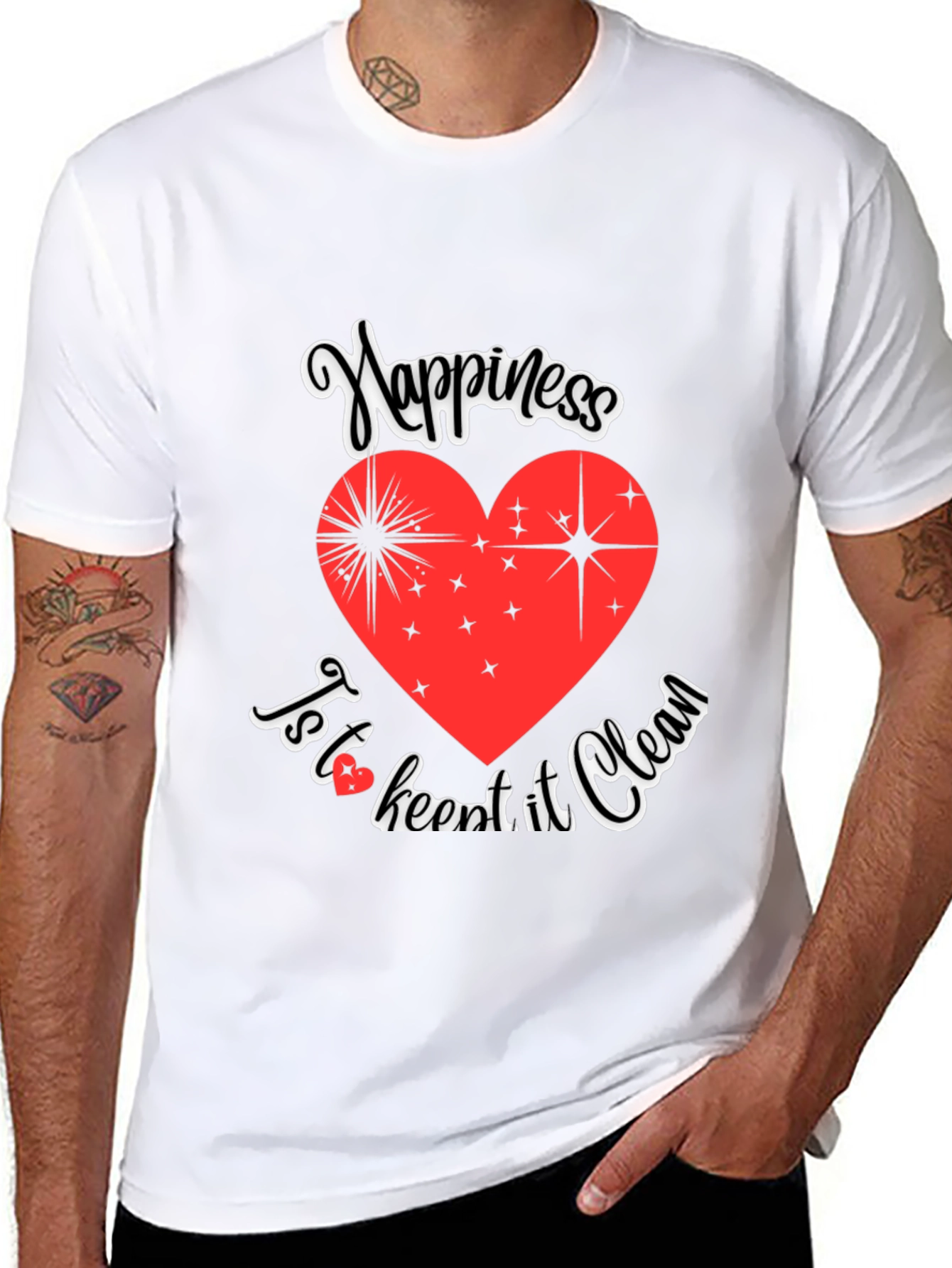 Happiness Clean Heart Black Graphic Tee