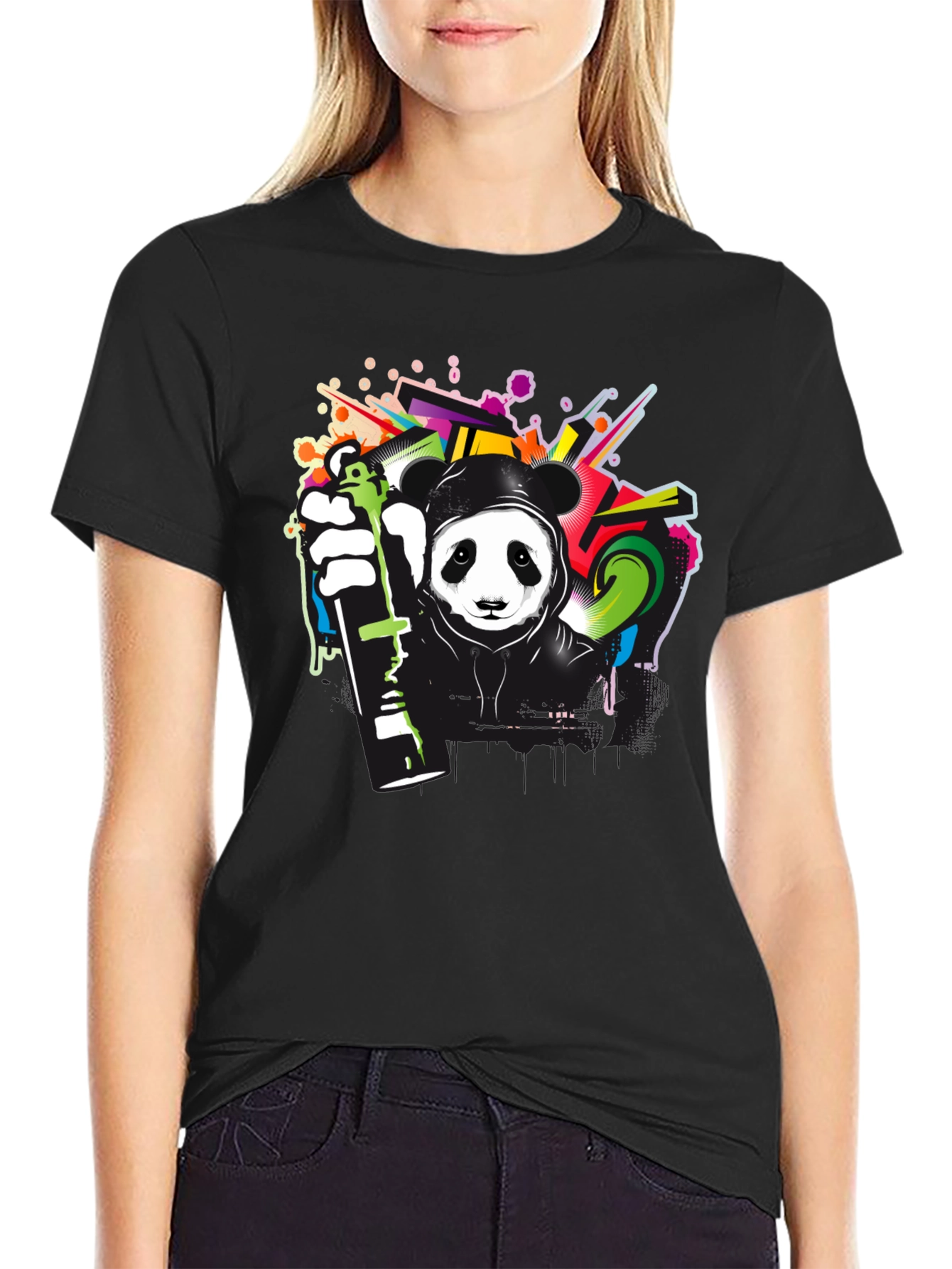 Graffiti Panda Black T-Shirt
