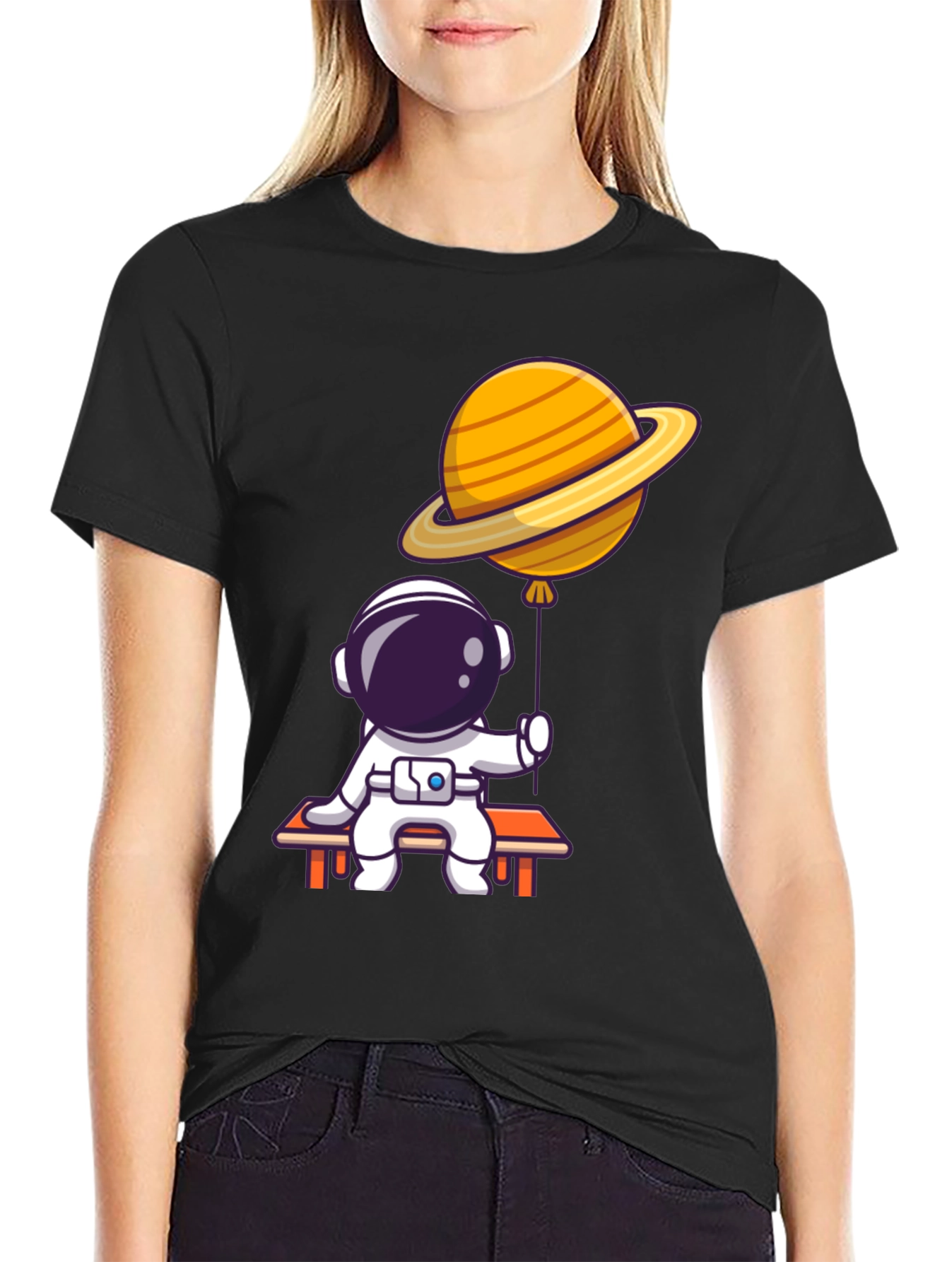 Astronaut & Planet Balloon Graphic T-Shirt