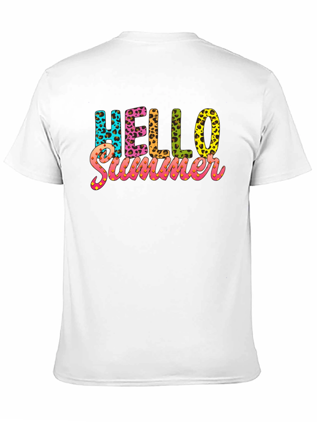 Hello Summer Leopard Print Black T-Shirt