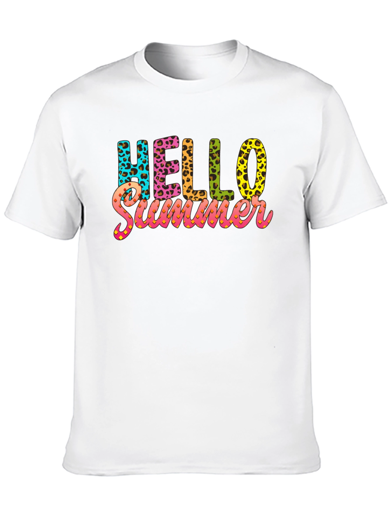 Hello Summer Leopard Print Black T-Shirt
