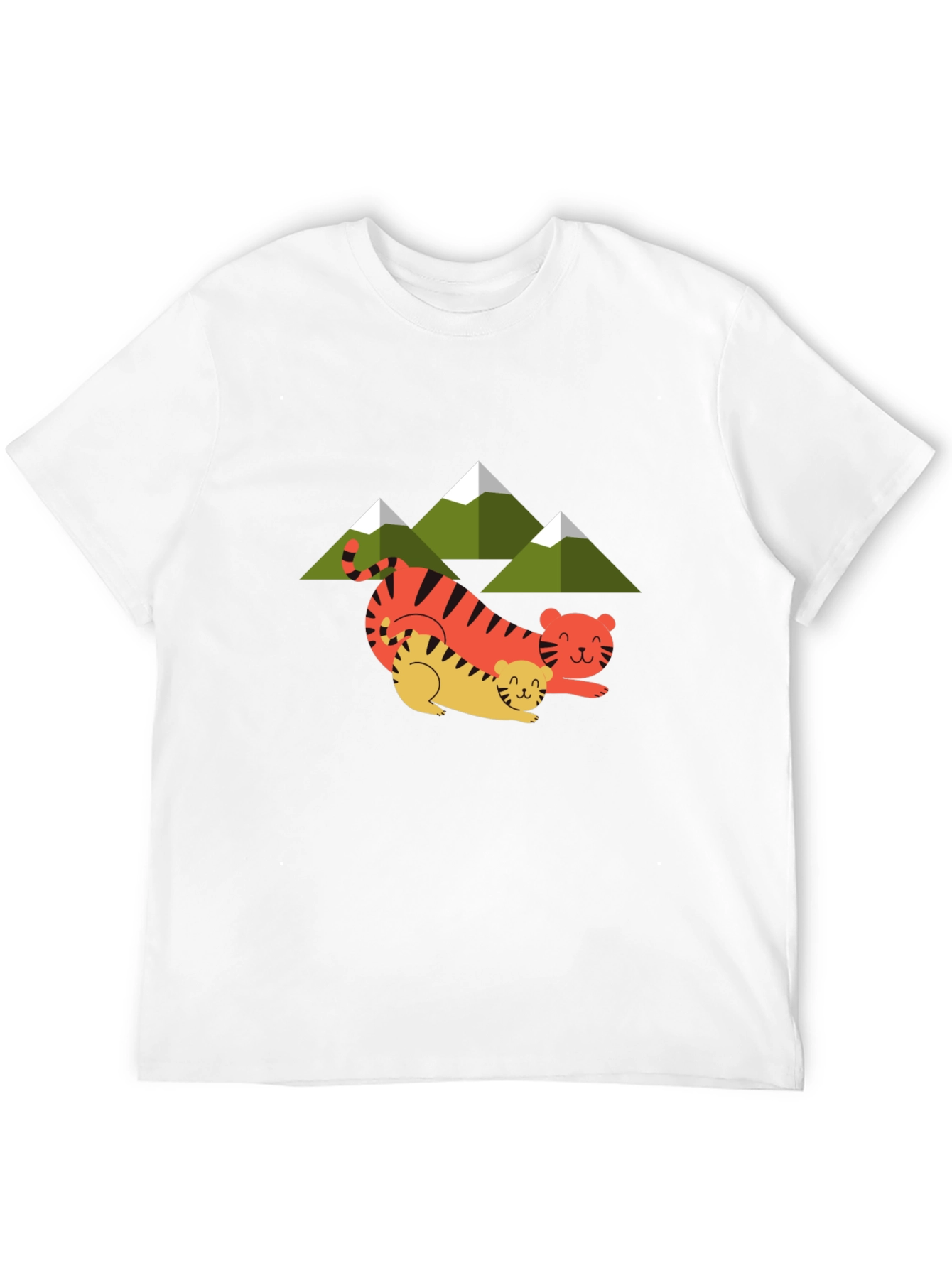 Cute Tiger Family Graphic Tee - Unisex Black T-Shirt