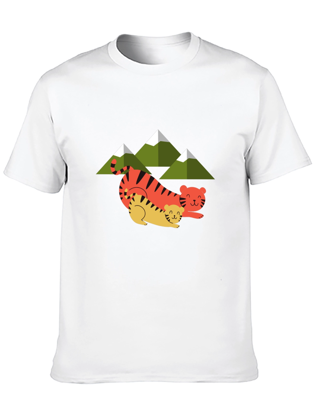 Cute Tiger Family Graphic Tee - Unisex Black T-Shirt