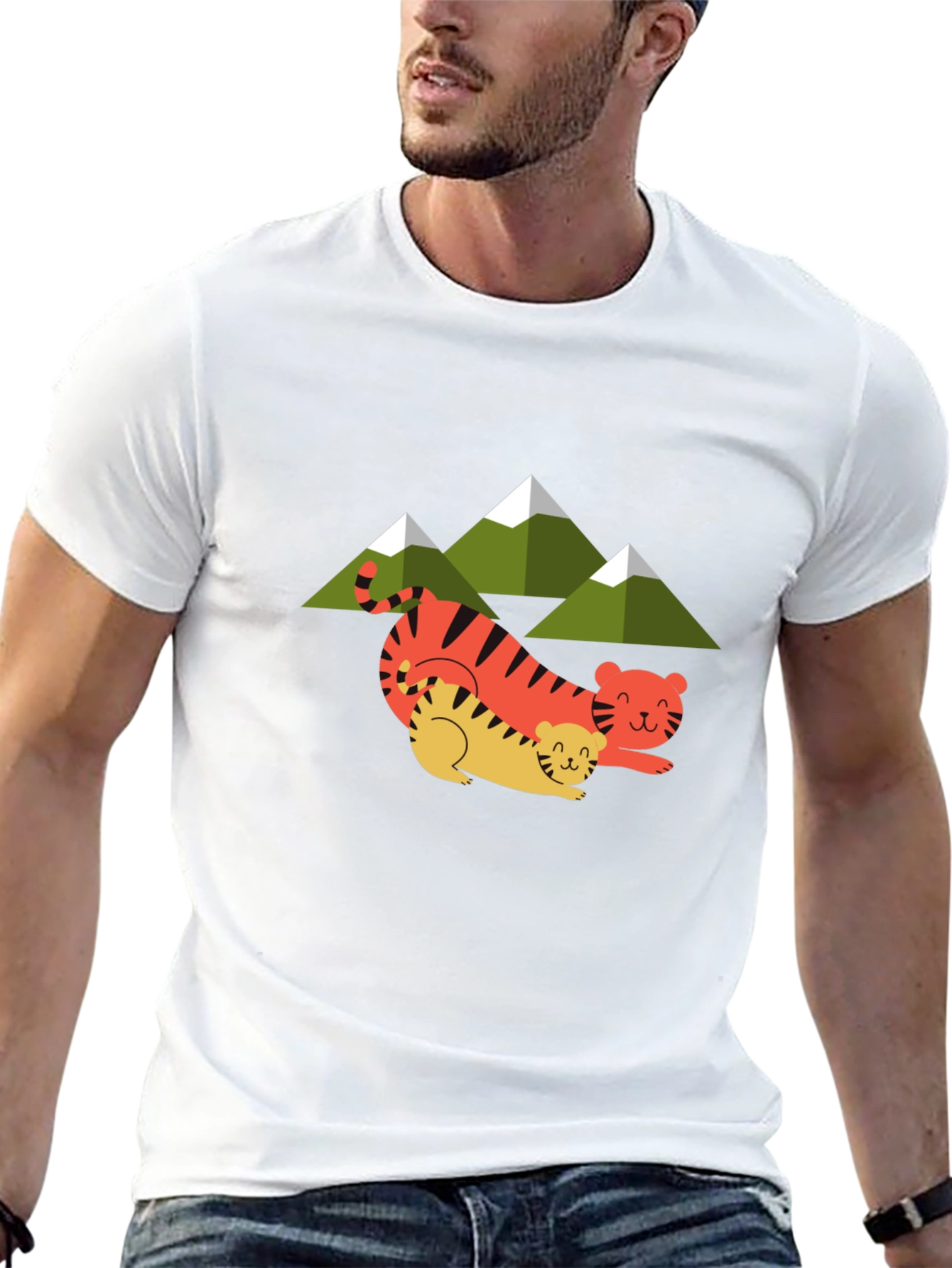 Cute Tiger Family Graphic Tee - Unisex Black T-Shirt