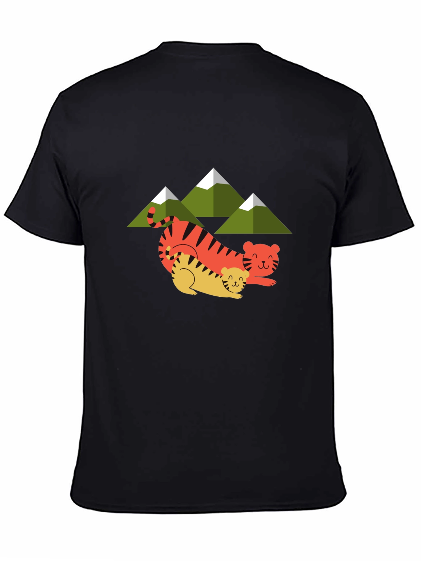 Cute Tiger Family Graphic Tee - Unisex Black T-Shirt