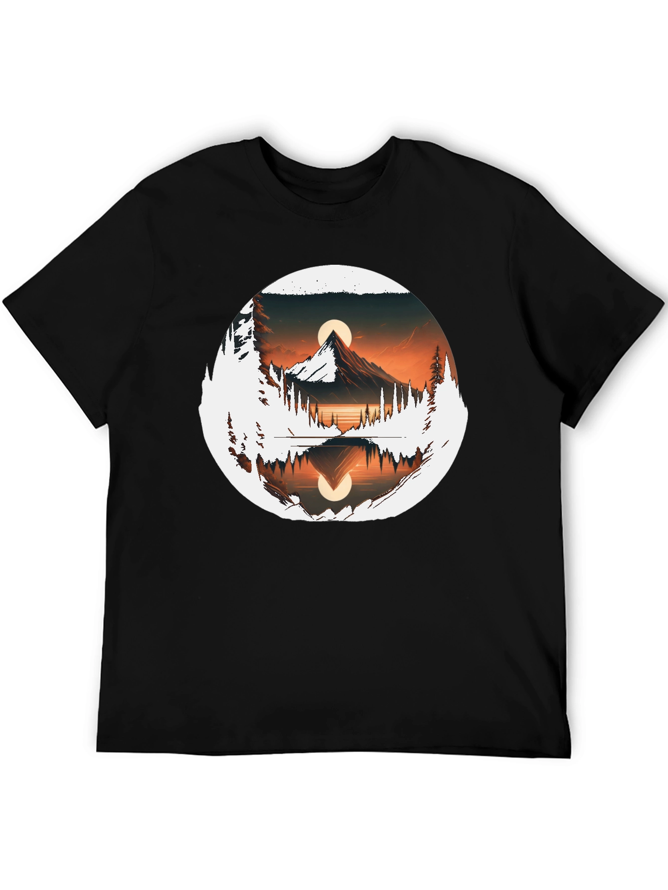 Nature Reflection Graphic Tee - Stylish Black T-Shirt