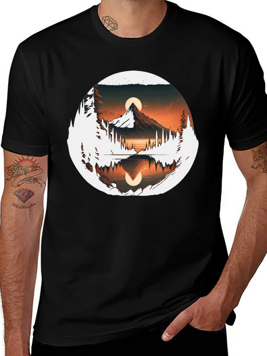 Nature Reflection Graphic Tee - Stylish Black T-Shirt