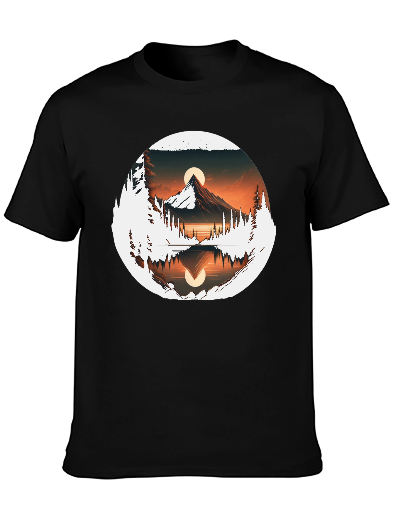 Nature Reflection Graphic Tee - Stylish Black T-Shirt