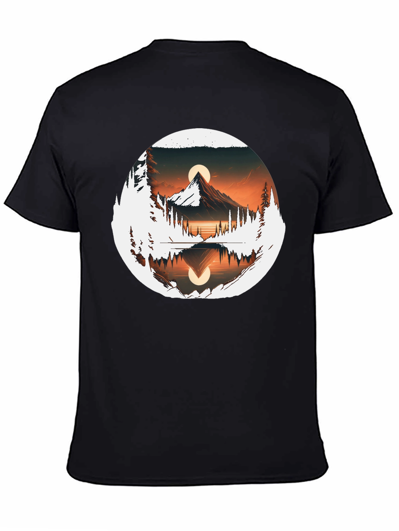 Nature Reflection Graphic Tee - Stylish Black T-Shirt