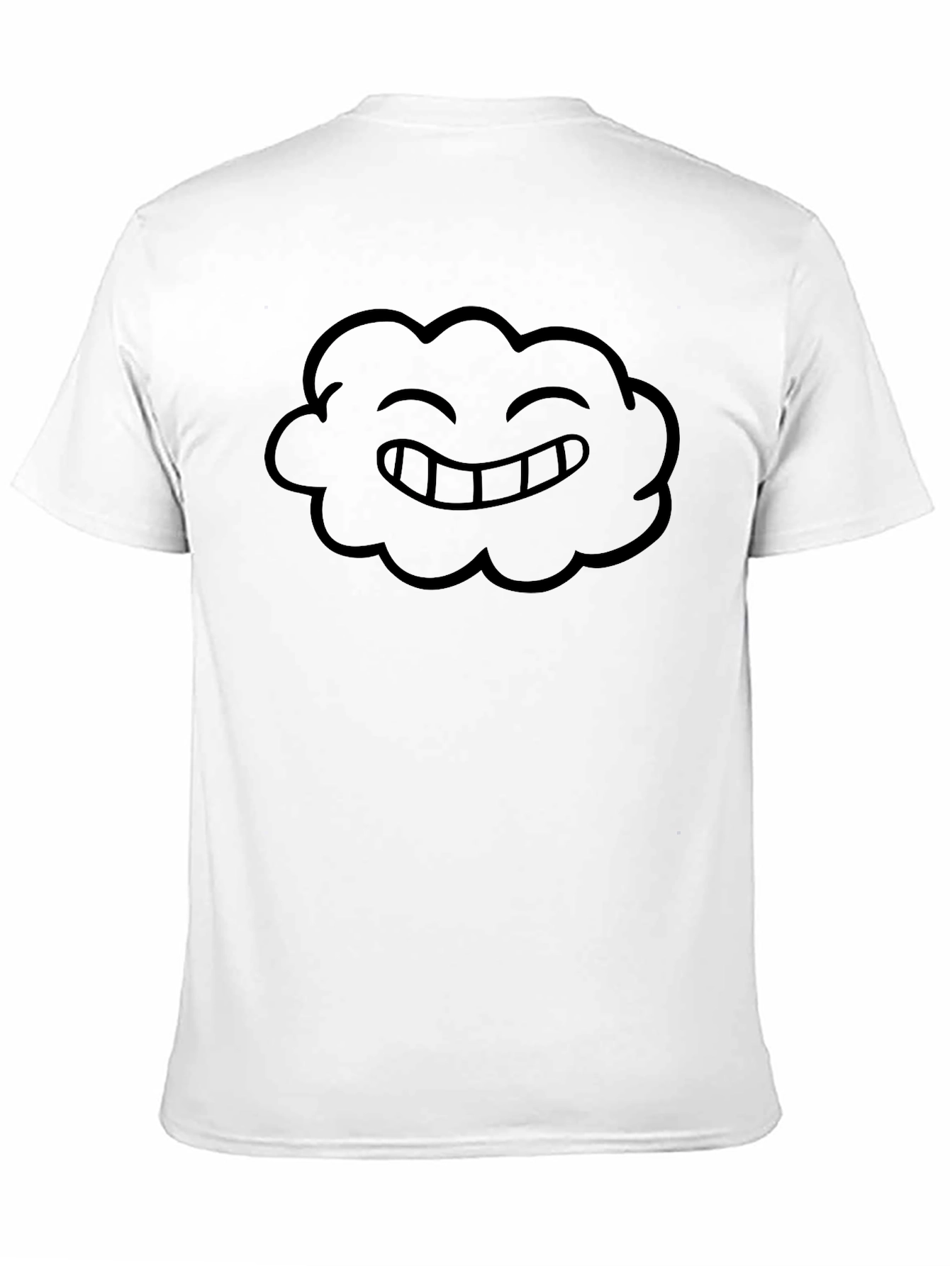 Smiling Cloud Graphic Tee - Black Cotton Casual Shirt