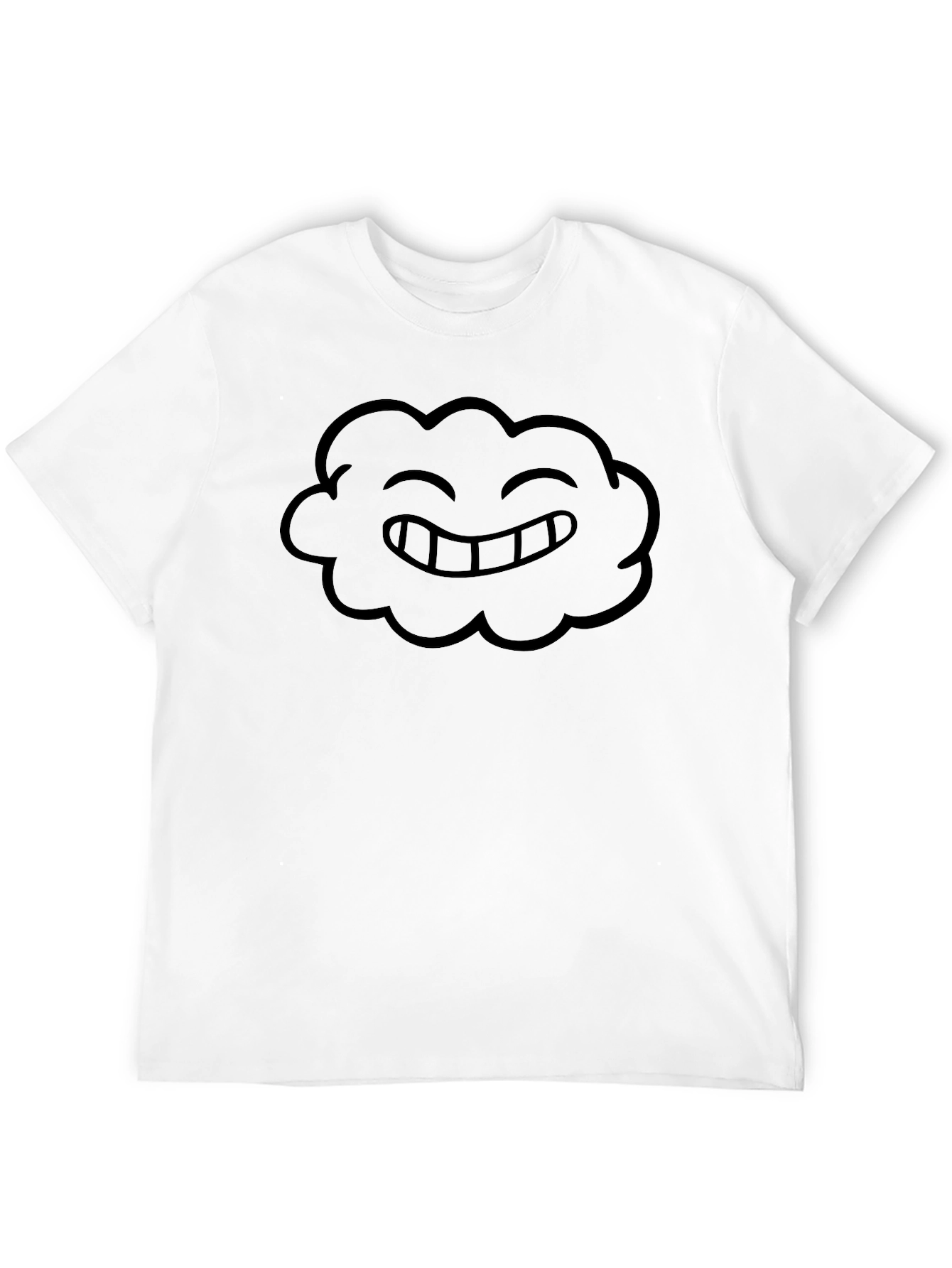 Smiling Cloud Graphic Tee - Black Cotton Casual Shirt