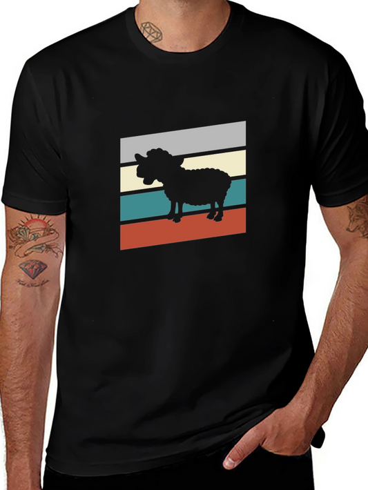 Retro Sheep Graphic Tee - Black T-Shirt