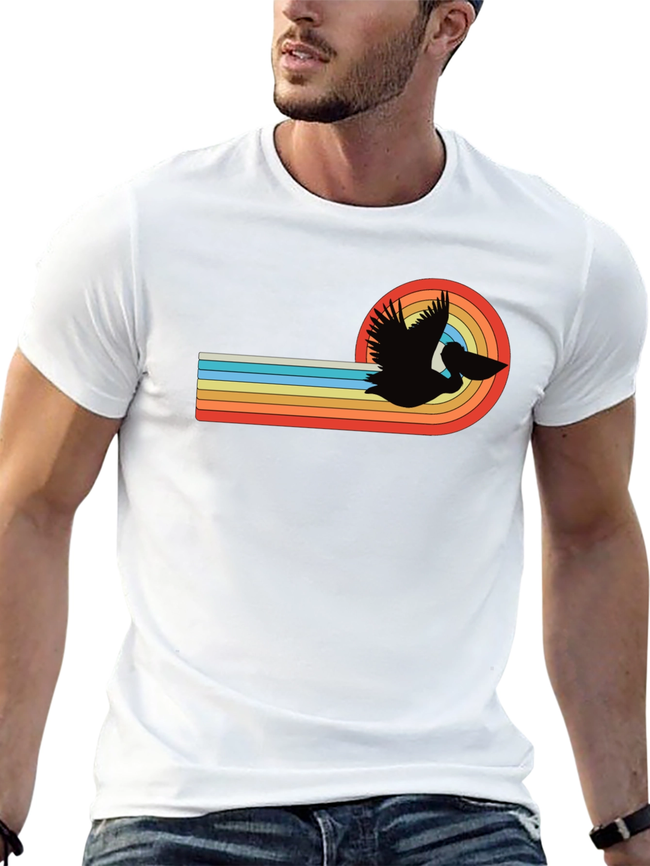Retro Pelican Graphic Tee - Stylish Comfort