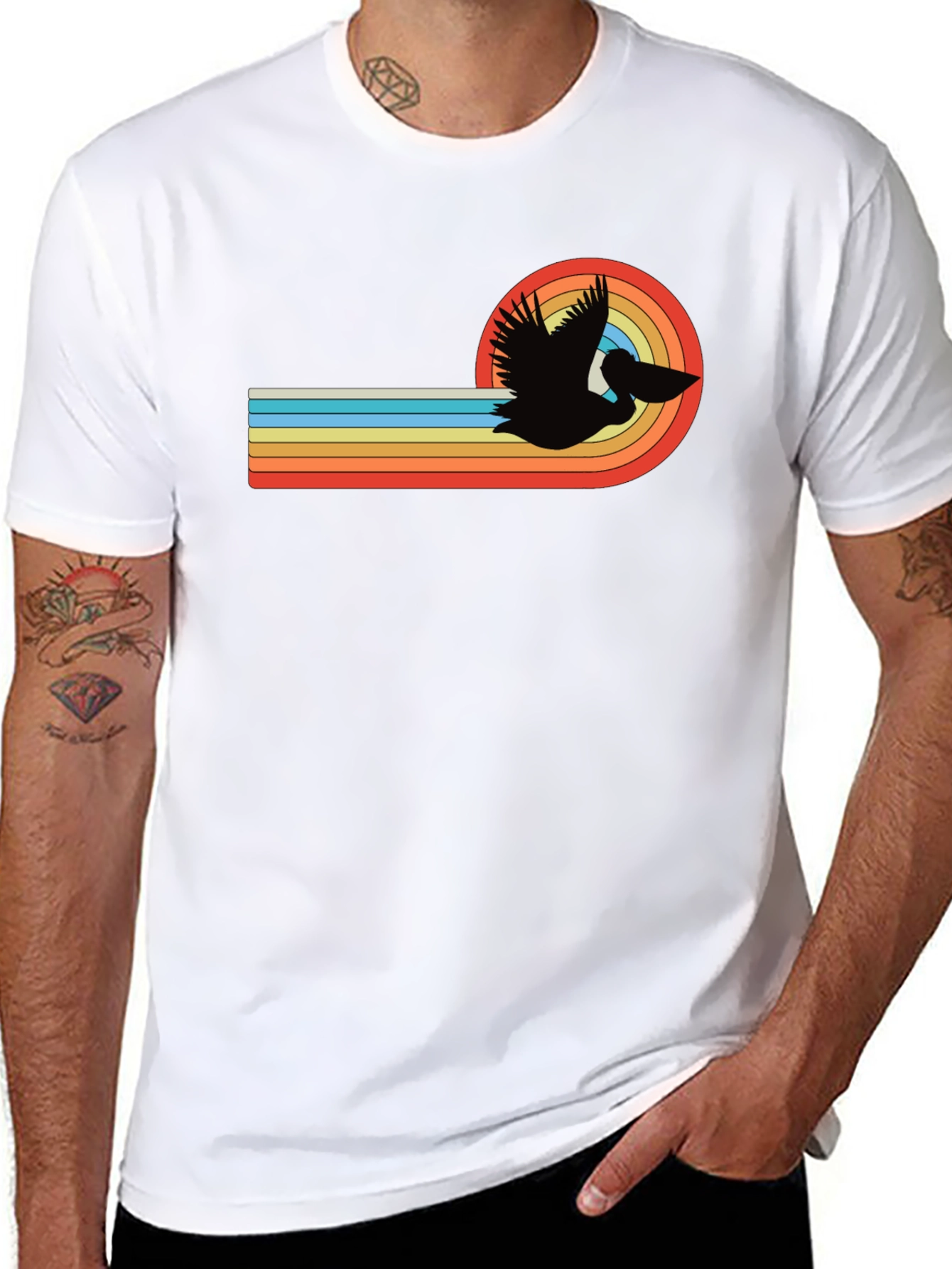 Retro Pelican Graphic Tee - Stylish Comfort