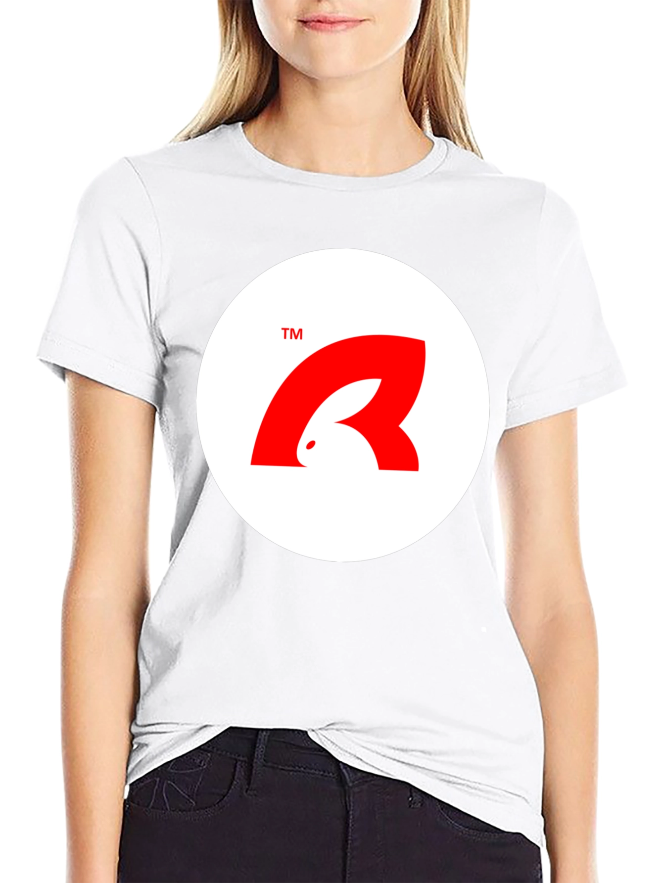 Stylish Black T-Shirt with Unique Bunny Logo