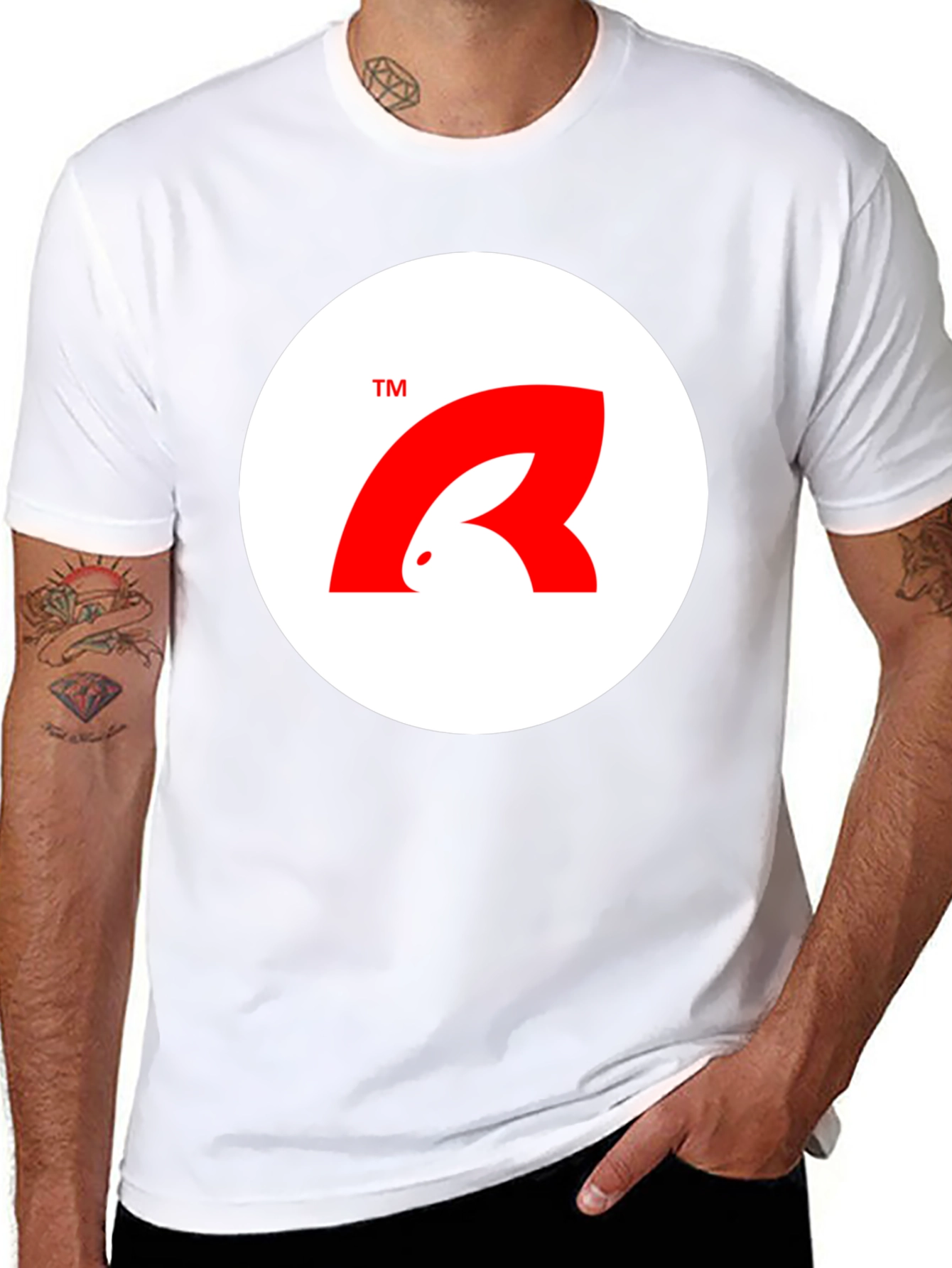 Stylish Black T-Shirt with Unique Bunny Logo