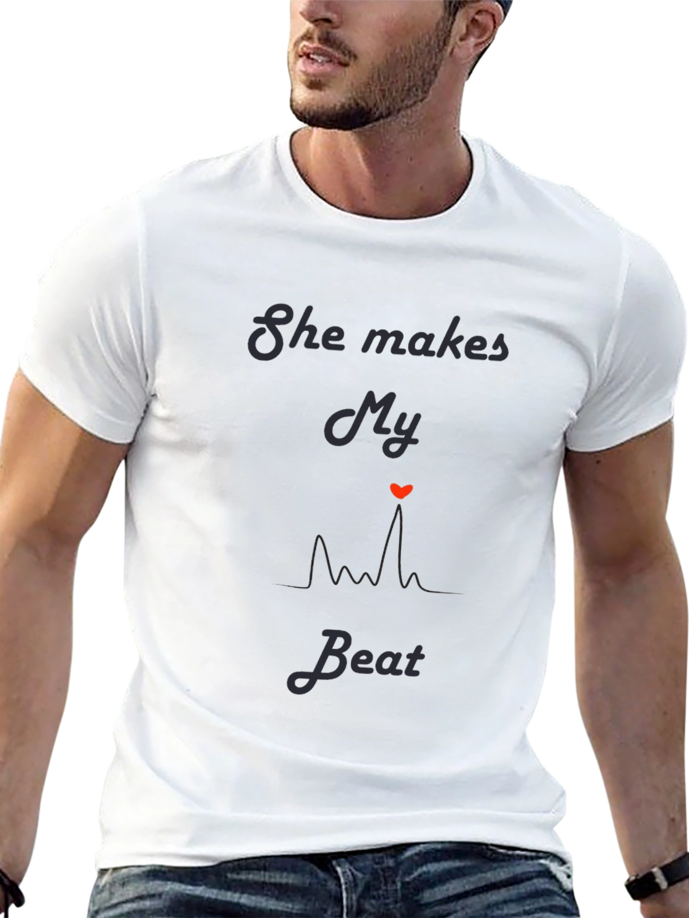 She Makes My Heart Beat T-Shirt Romantic Graphic Tee