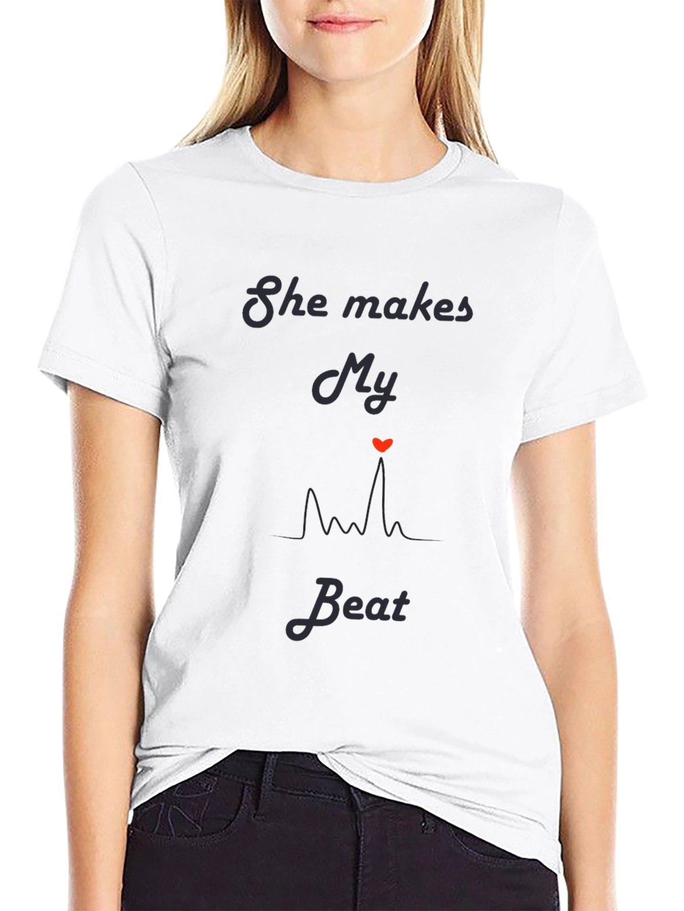 She Makes My Heart Beat T-Shirt Romantic Graphic Tee