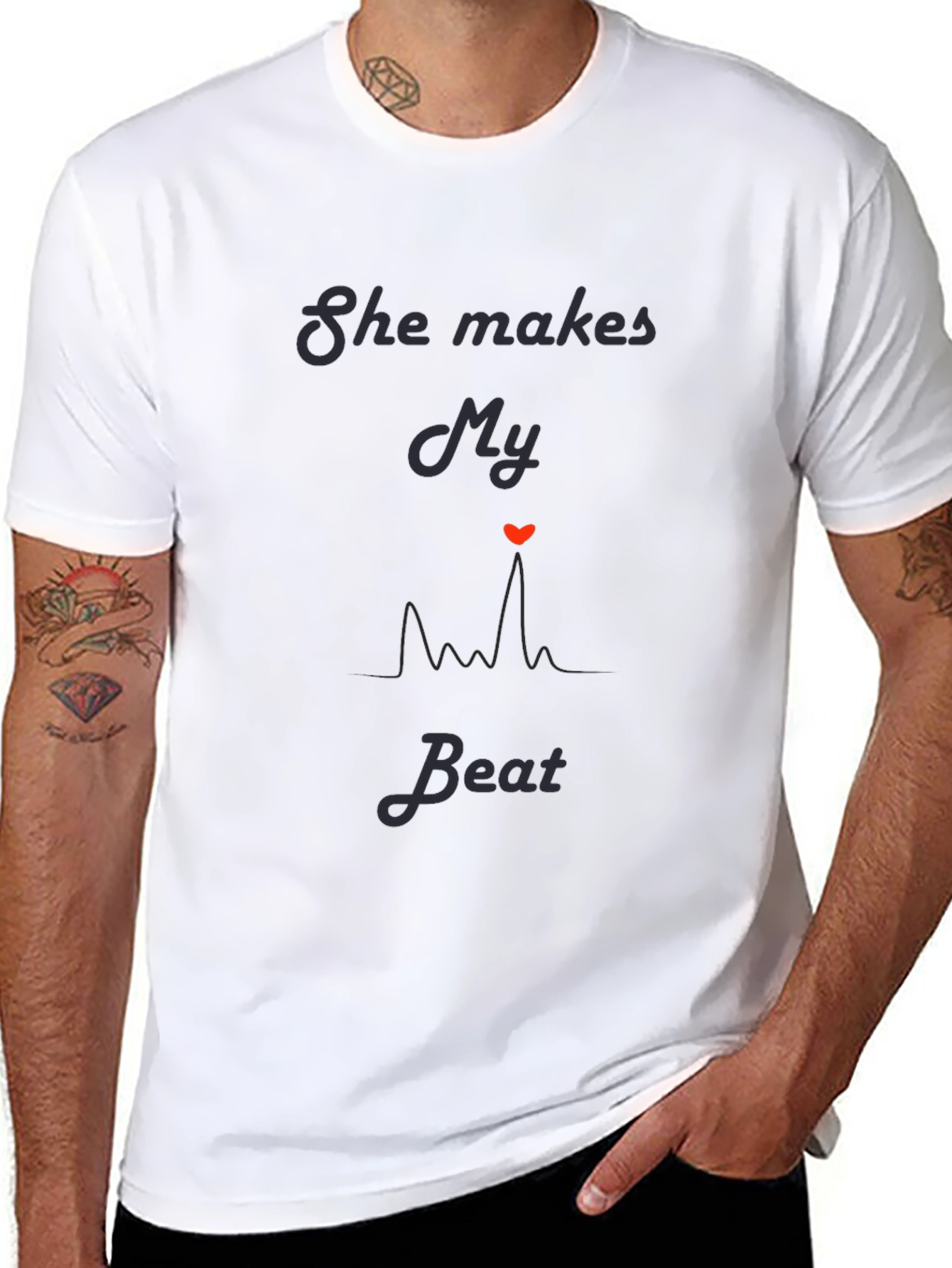 She Makes My Heart Beat T-Shirt Romantic Graphic Tee