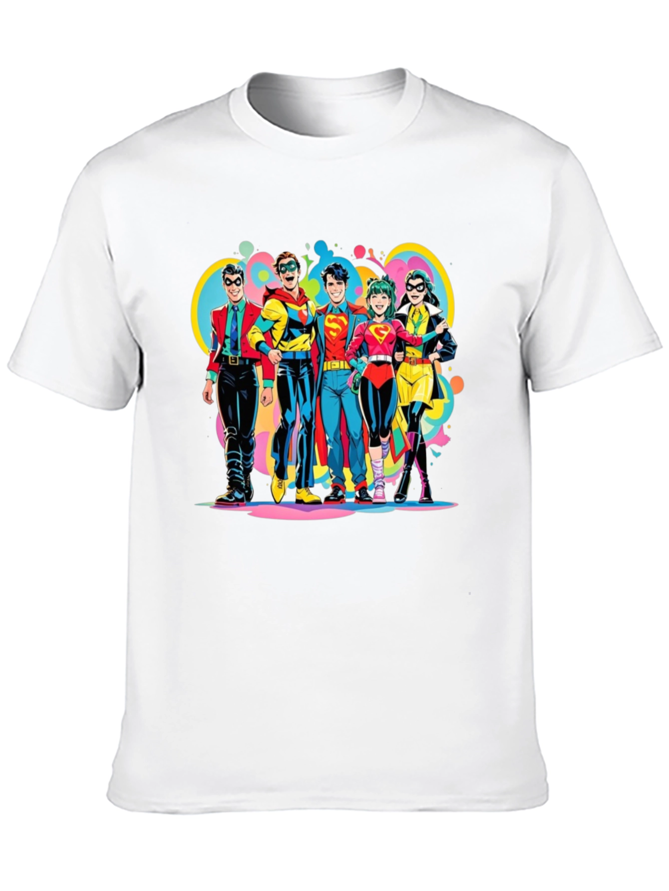 Retro Superhero Squad Graphic T-Shirt