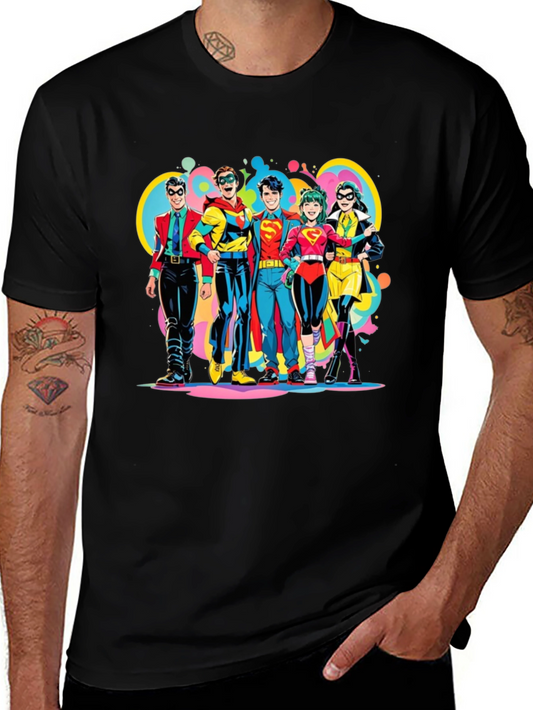 Retro Superhero Squad Graphic T-Shirt