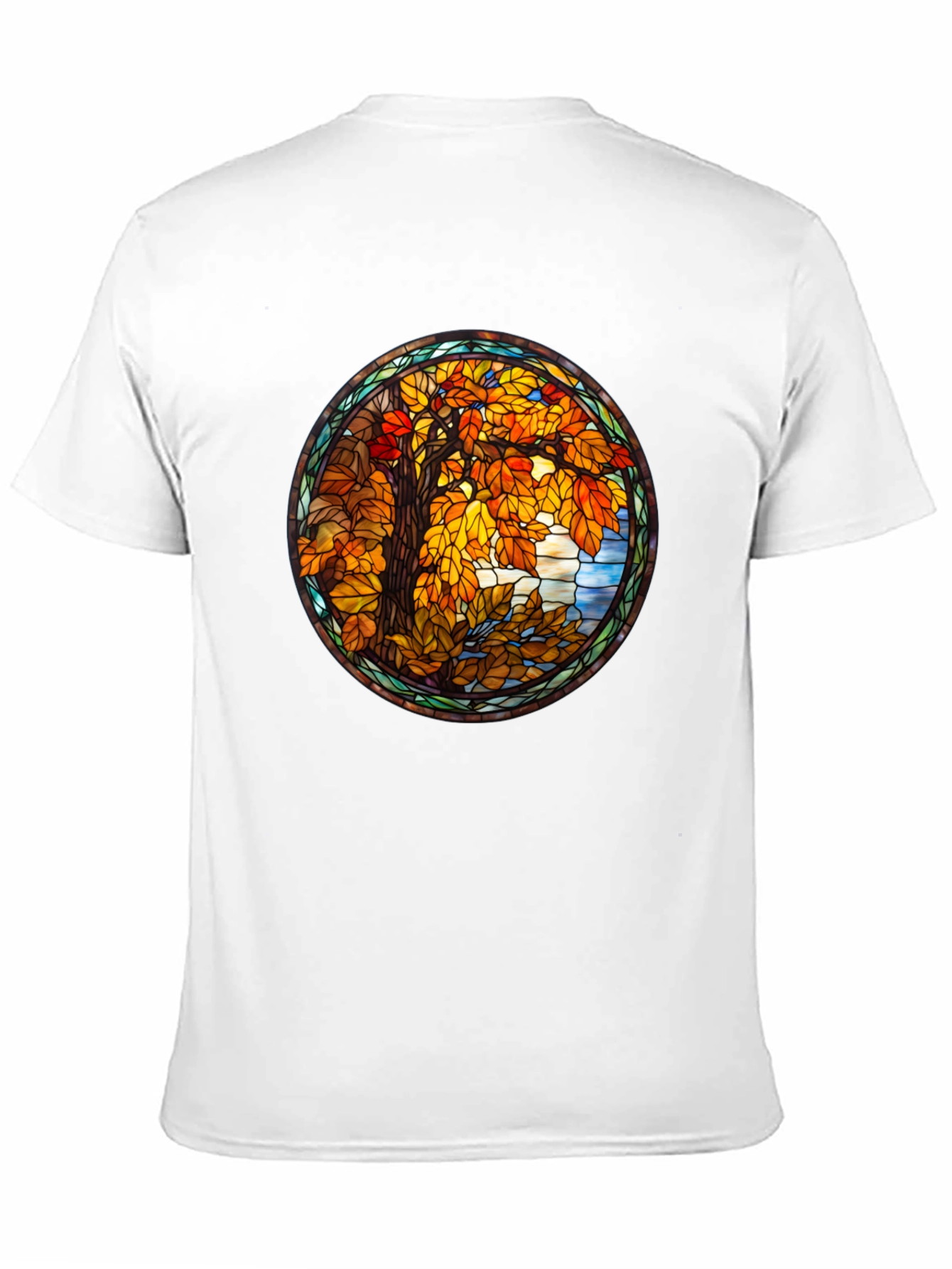 Autumn Tree Stained Glass Graphic Tee - Black