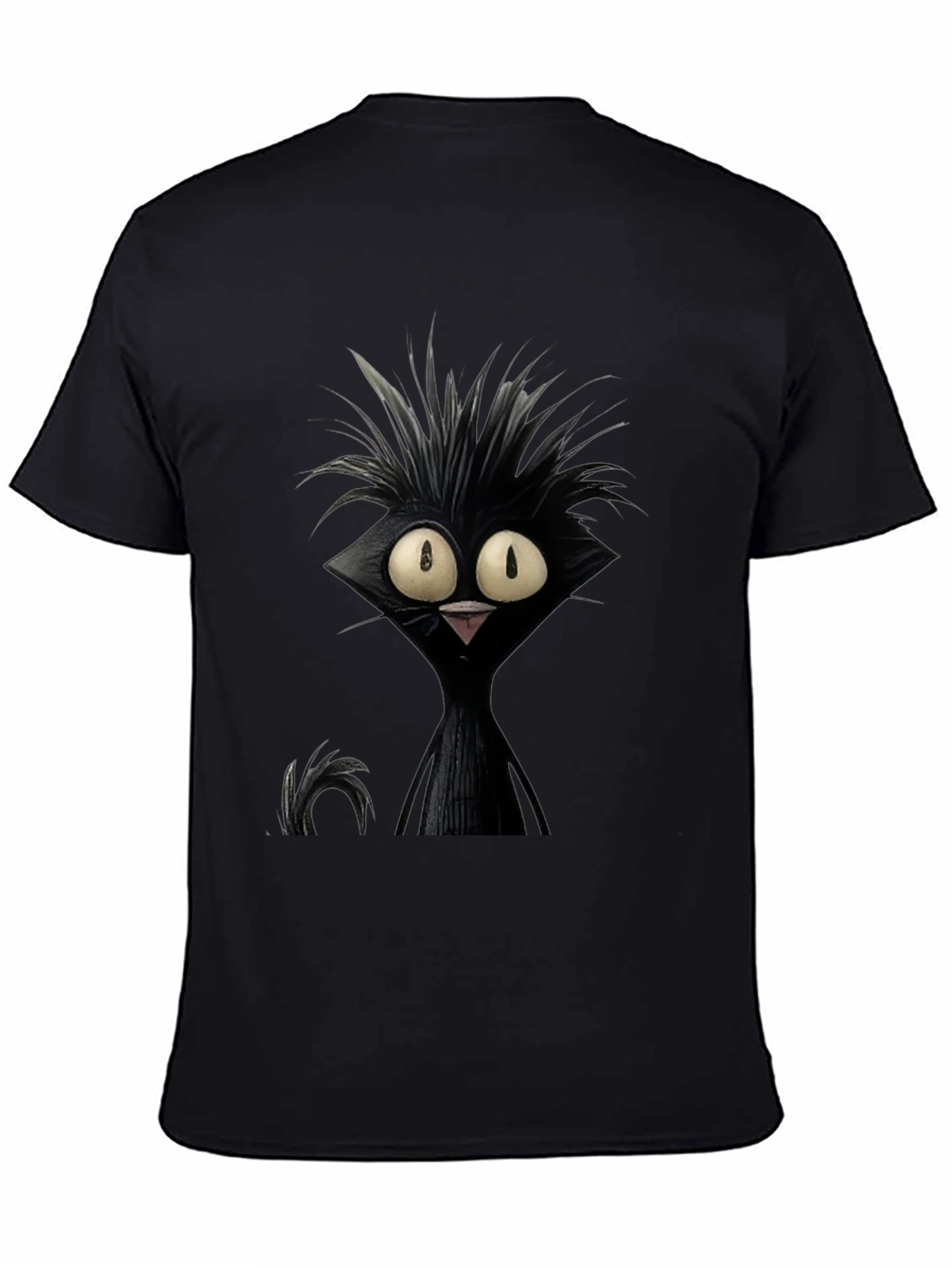 Crazy Cat Graphic Tee - Unisex Black T-Shirt