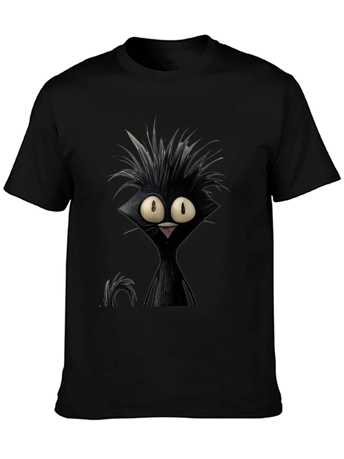 Crazy Cat Graphic Tee - Unisex Black T-Shirt