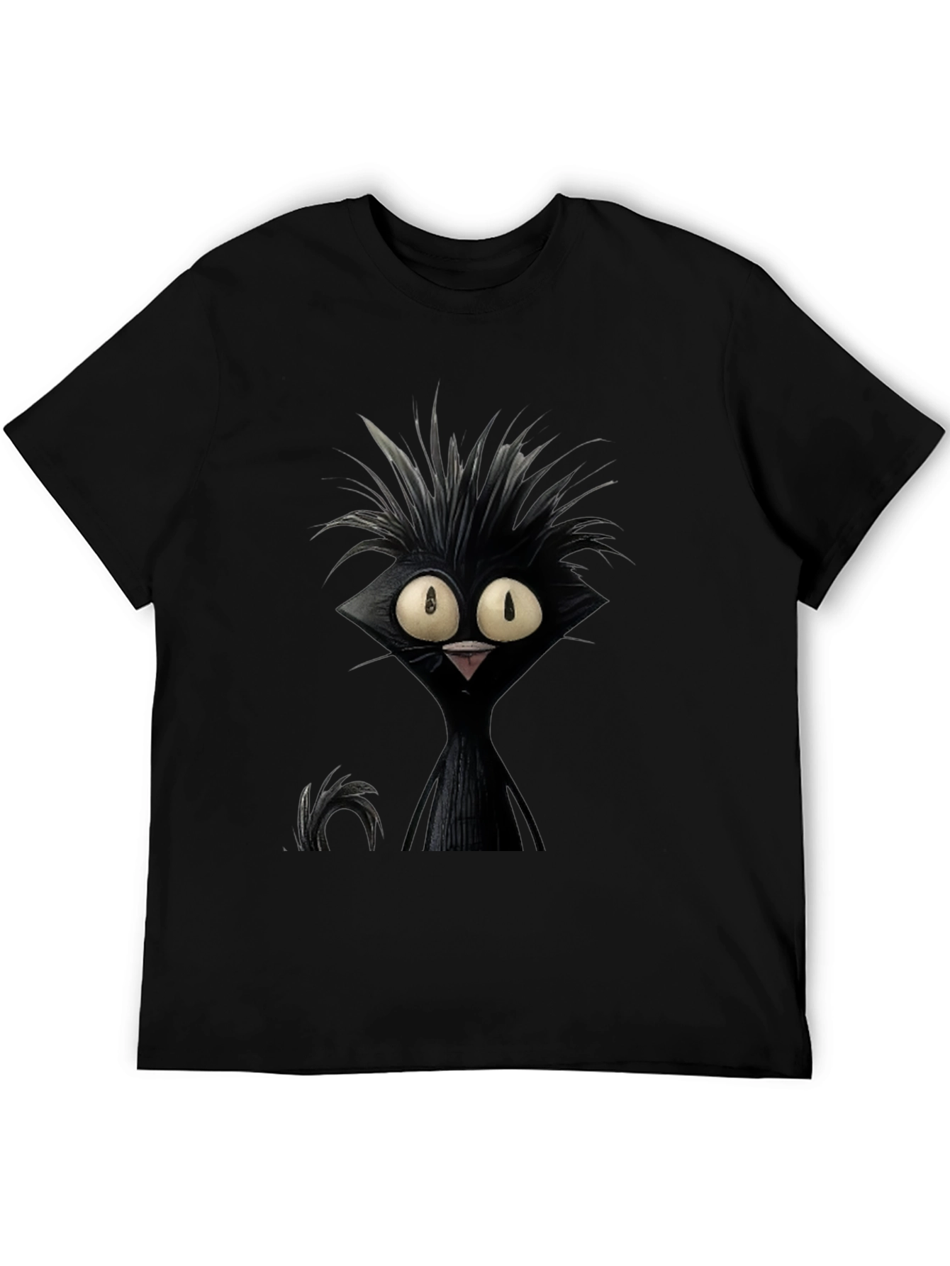 Crazy Cat Graphic Tee - Unisex Black T-Shirt