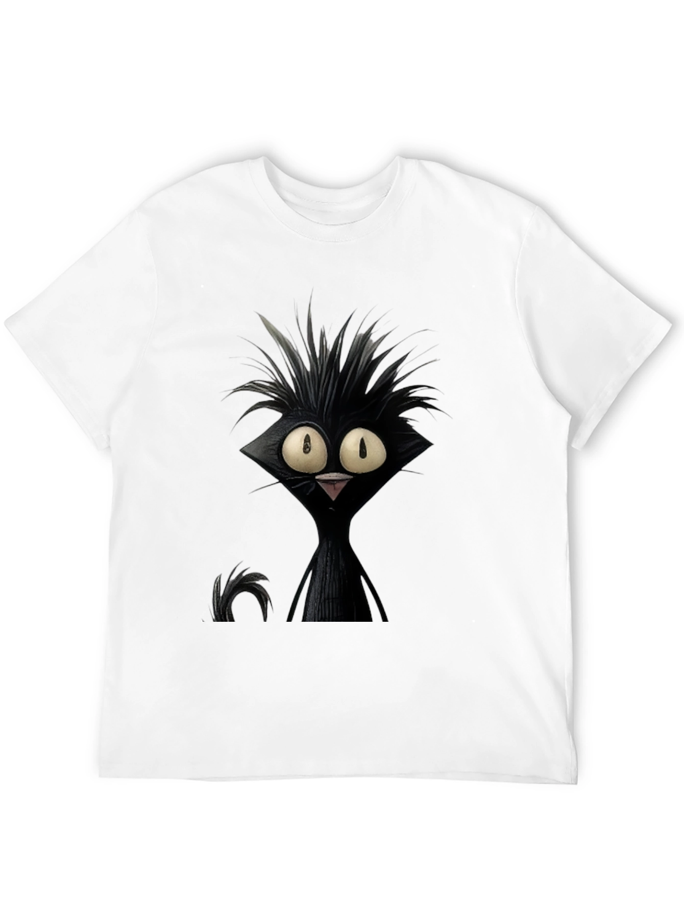 Crazy Cat Graphic Tee - Unisex Black T-Shirt