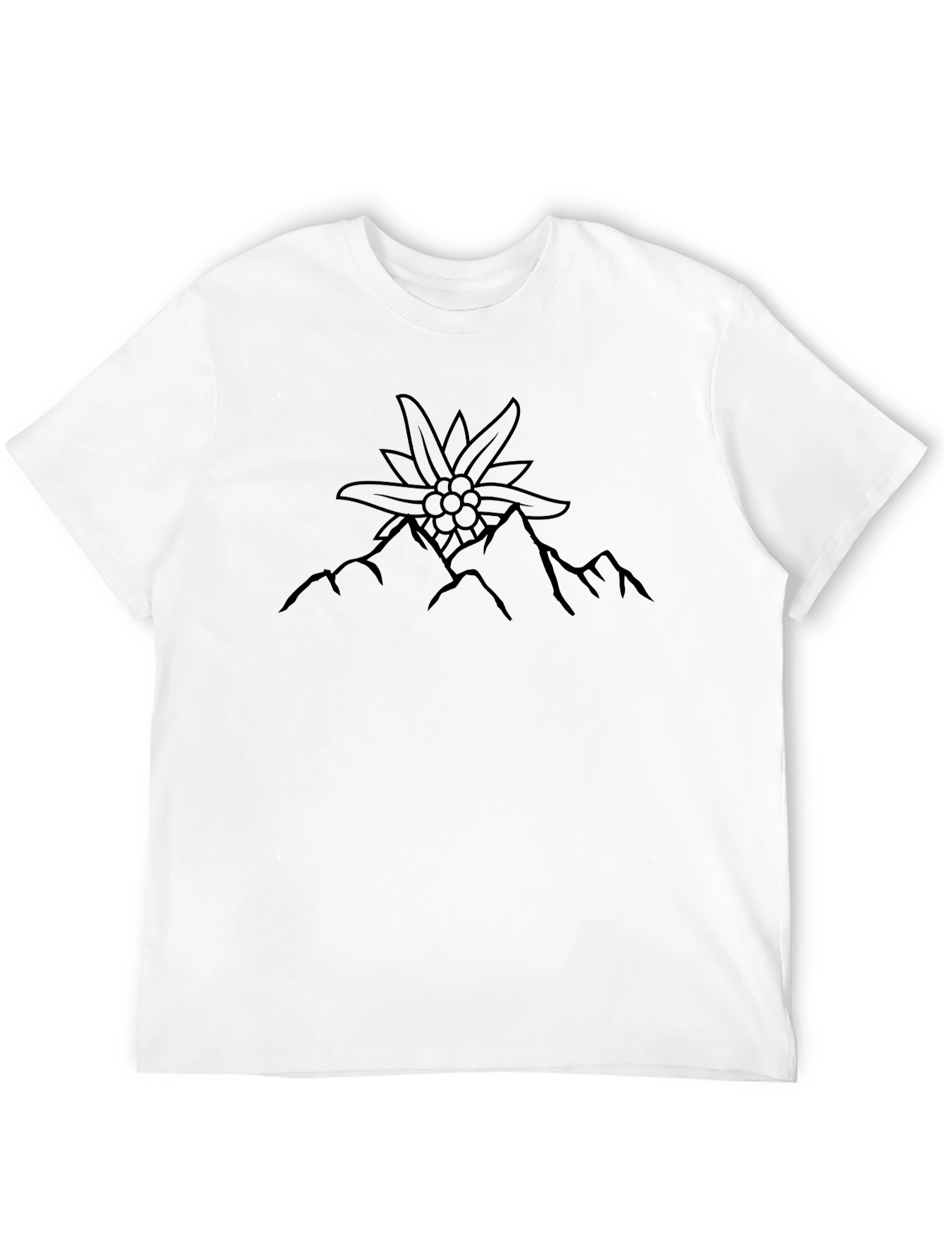 Edelweiss Mountain Graphic Tee - Black Cotton T-Shirt