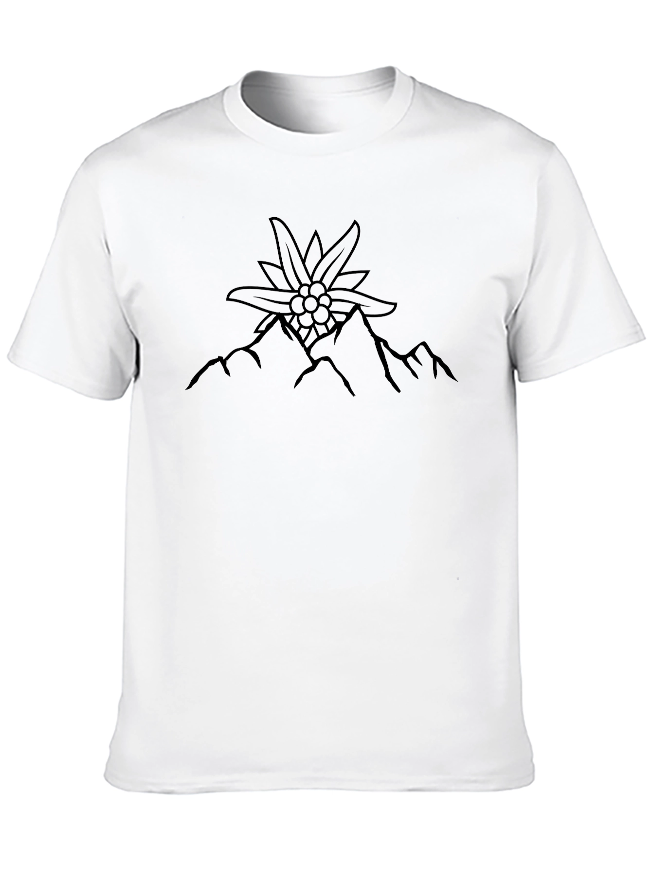 Edelweiss Mountain Graphic Tee - Black Cotton T-Shirt