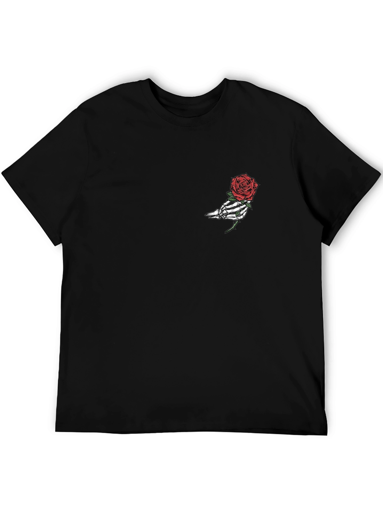Skeleton Hand Rose Graphic Tee - Black