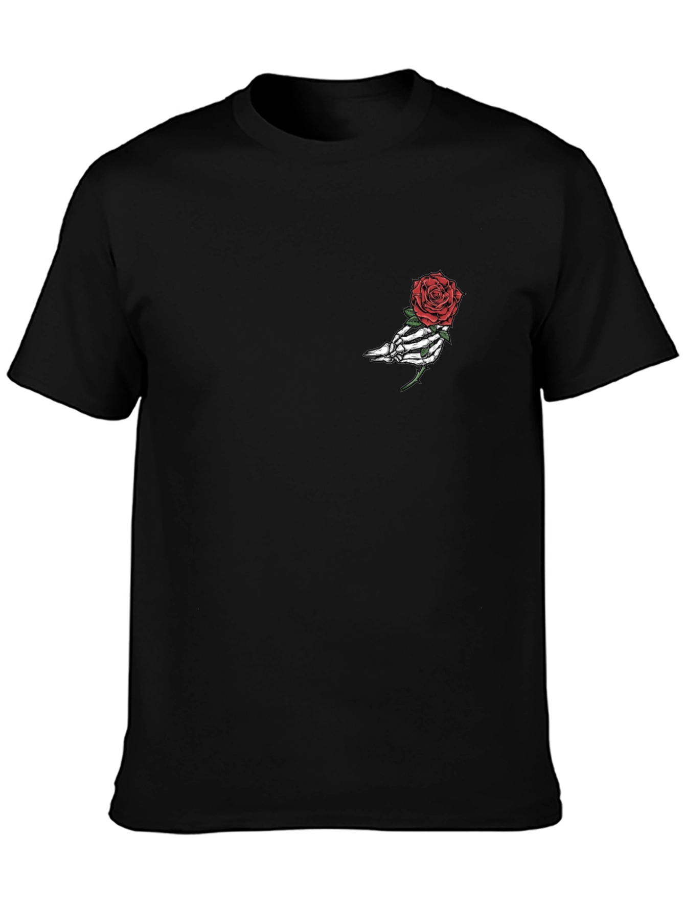 Skeleton Hand Rose Graphic Tee - Black