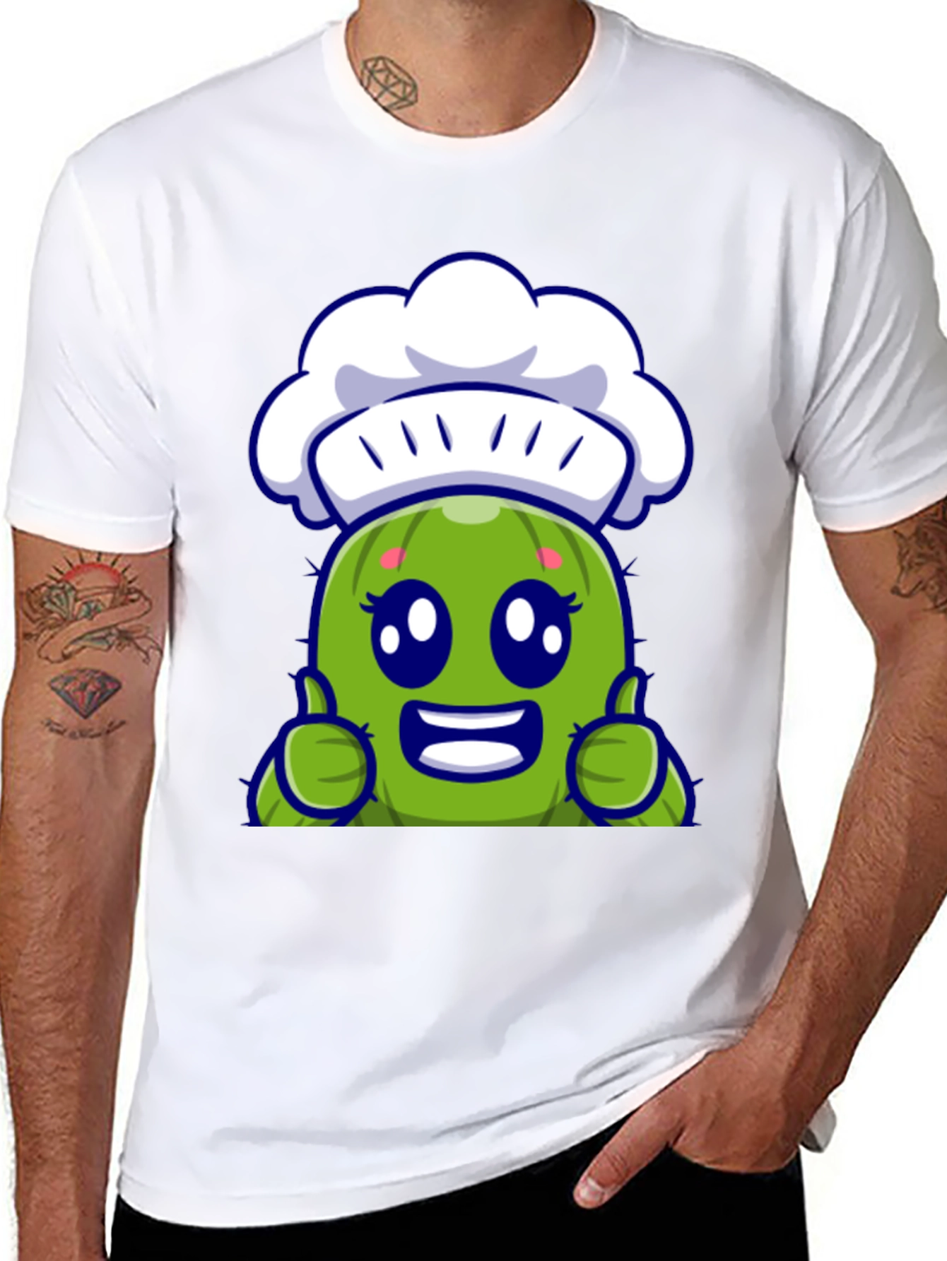 Cute Chef Cactus Cartoon Graphic Tee