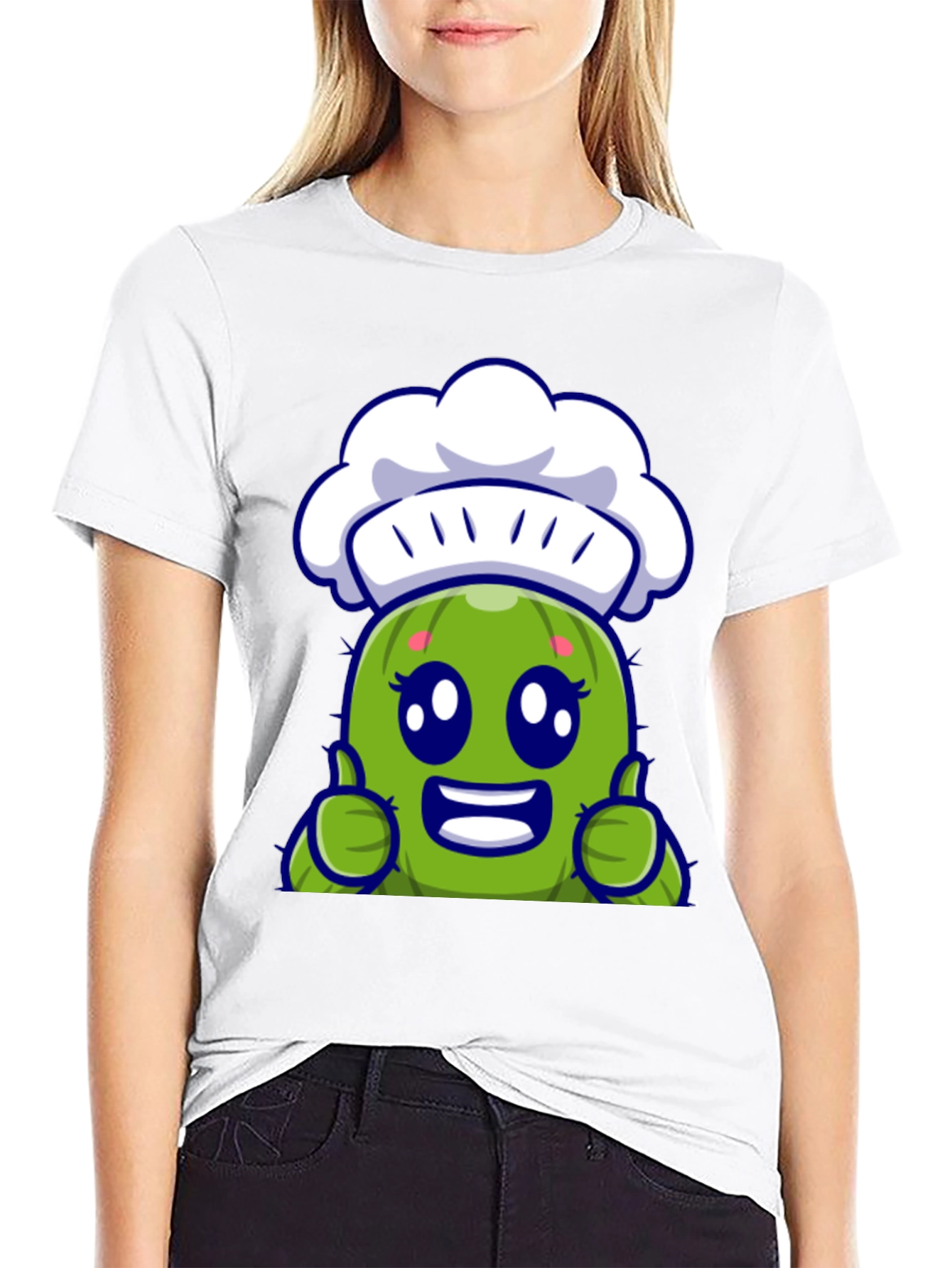 Cute Chef Cactus Cartoon Graphic Tee