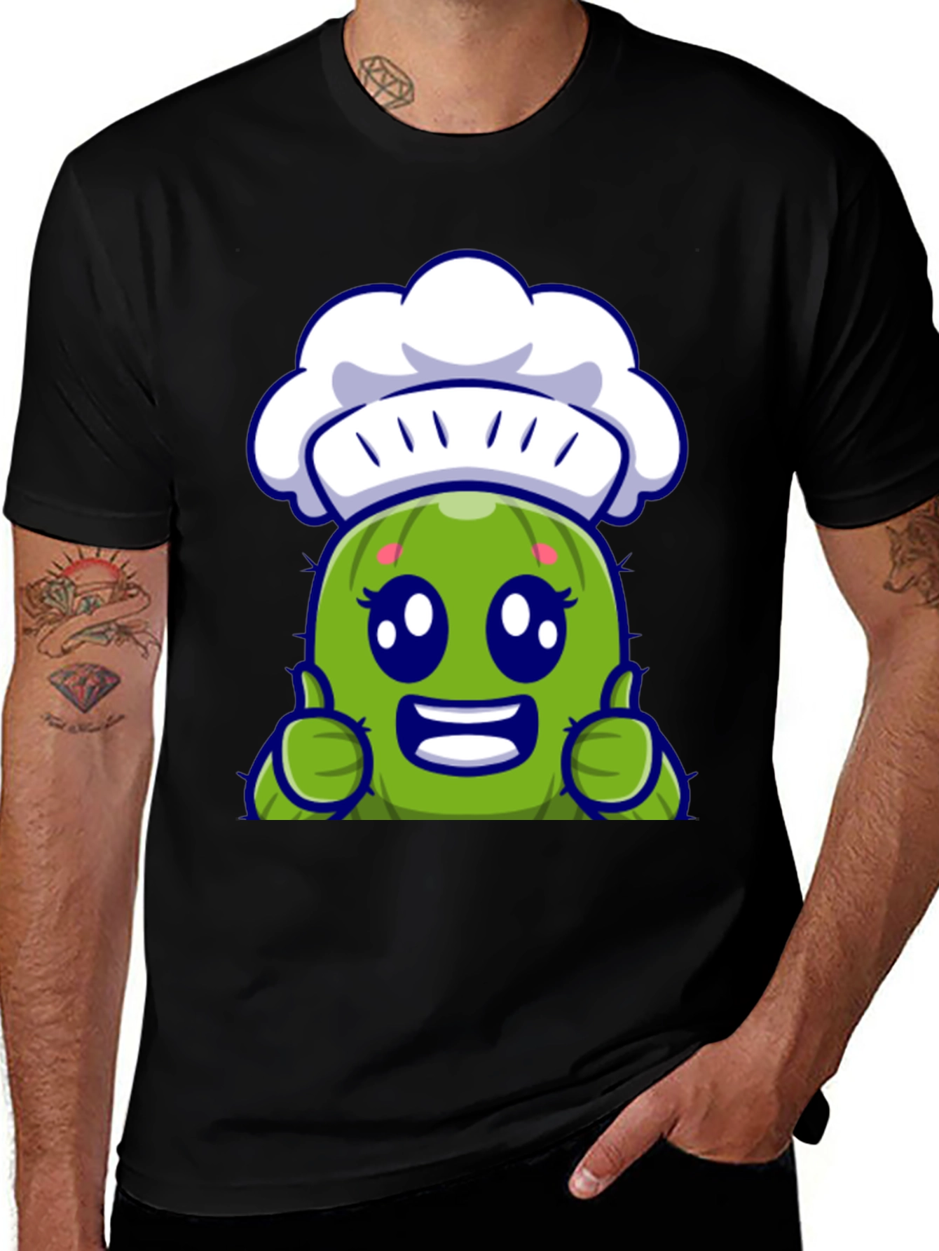 Cute Chef Cactus Cartoon Graphic Tee
