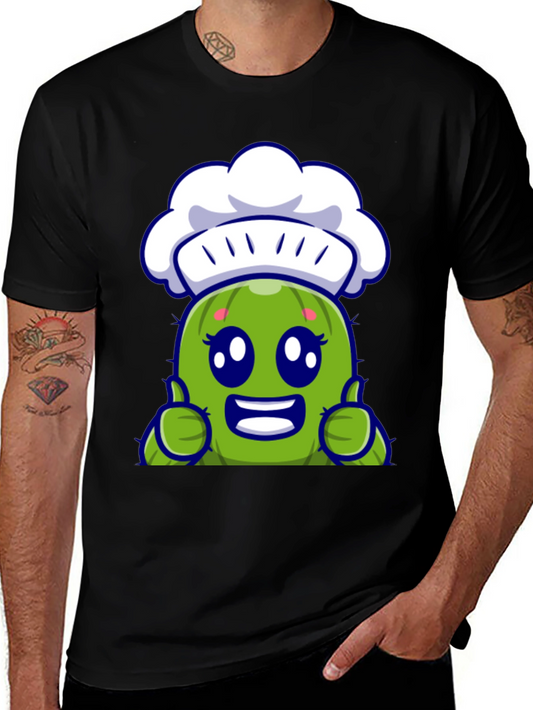 Cute Chef Cactus Cartoon Graphic Tee