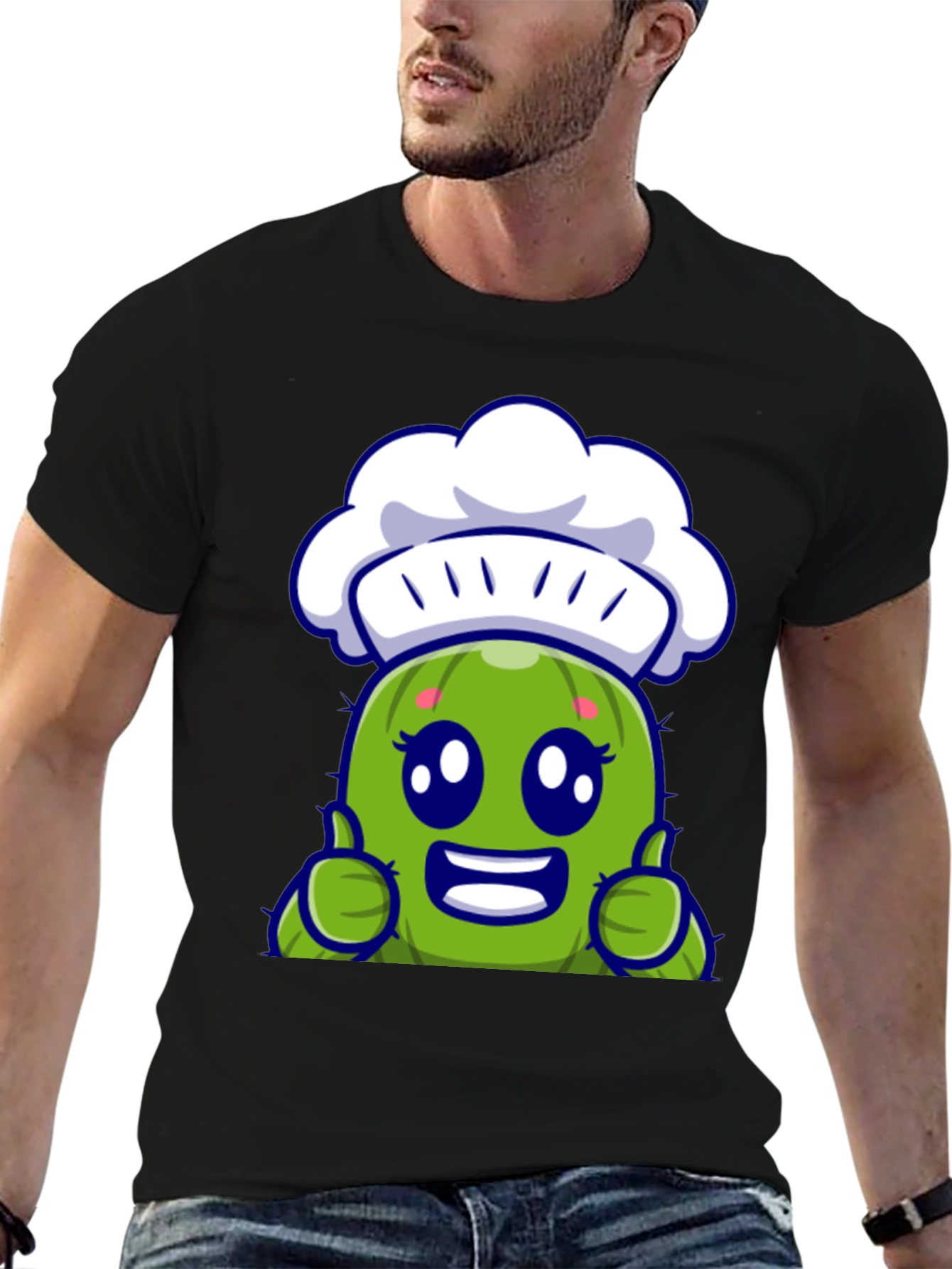 Cute Chef Cactus Cartoon Graphic Tee
