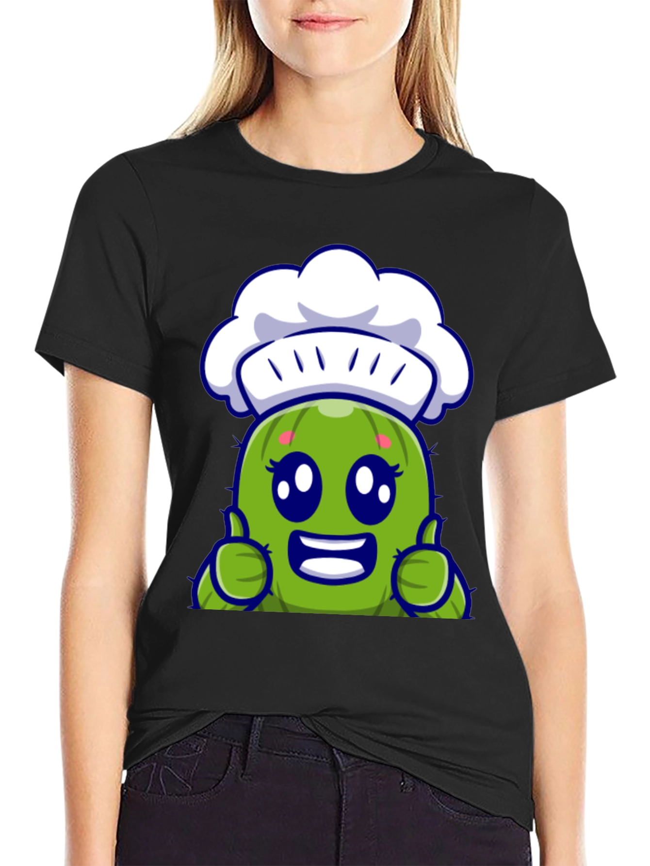 Cute Chef Cactus Cartoon Graphic Tee