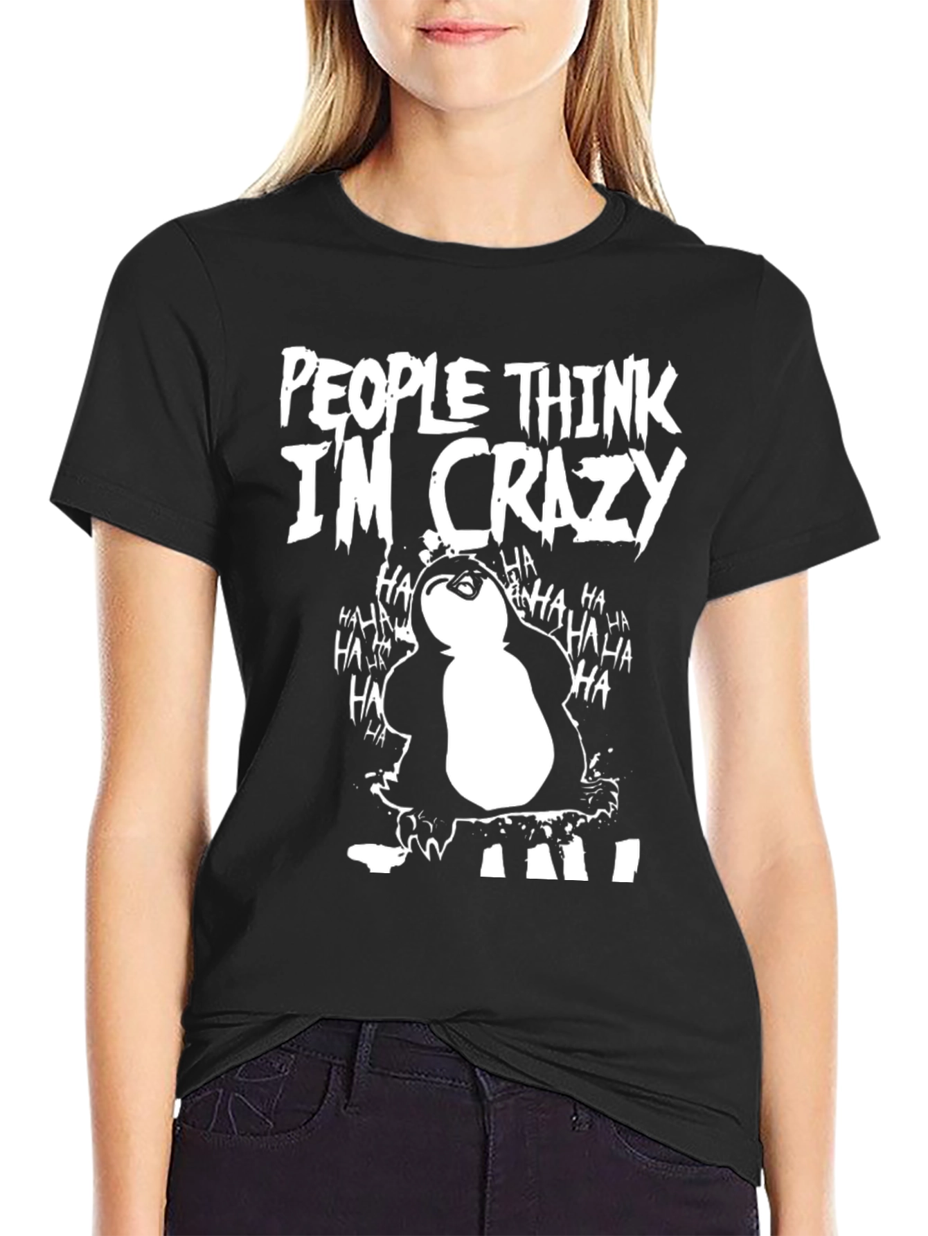 People Think Im Crazy Penguin Graphic Tee