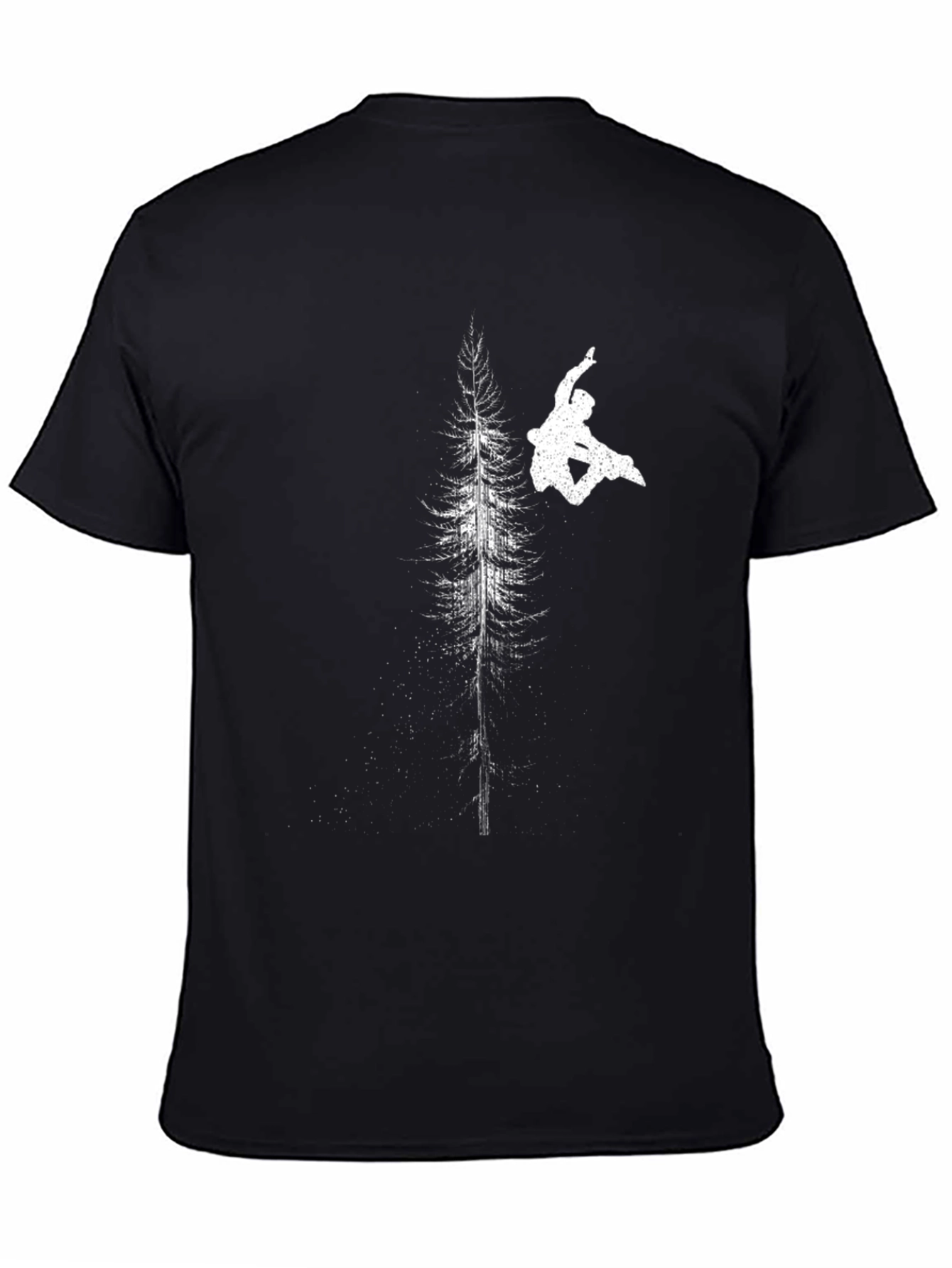 Snowboarder Tree Graphic Black T-Shirt
