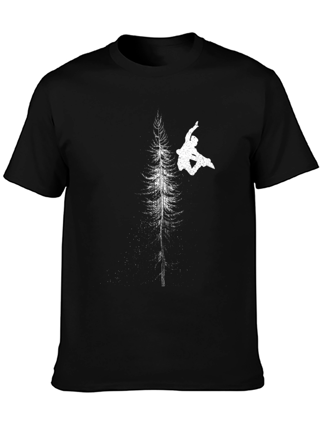 Snowboarder Tree Graphic Black T-Shirt