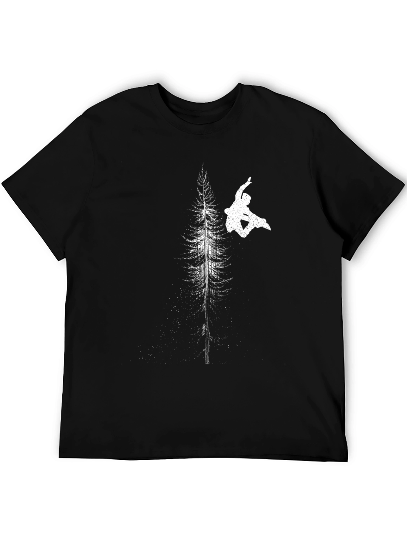 Snowboarder Tree Graphic Black T-Shirt