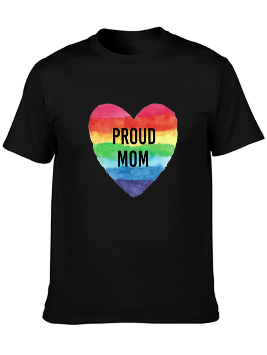 Proud Mom Rainbow Heart Graphic Tee