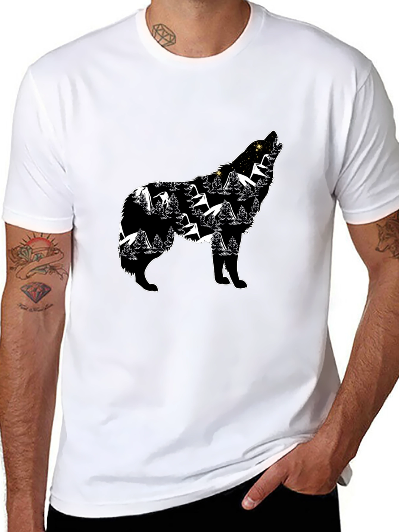 Wolf Silhouette Graphic Tee - Nature Inspired Design