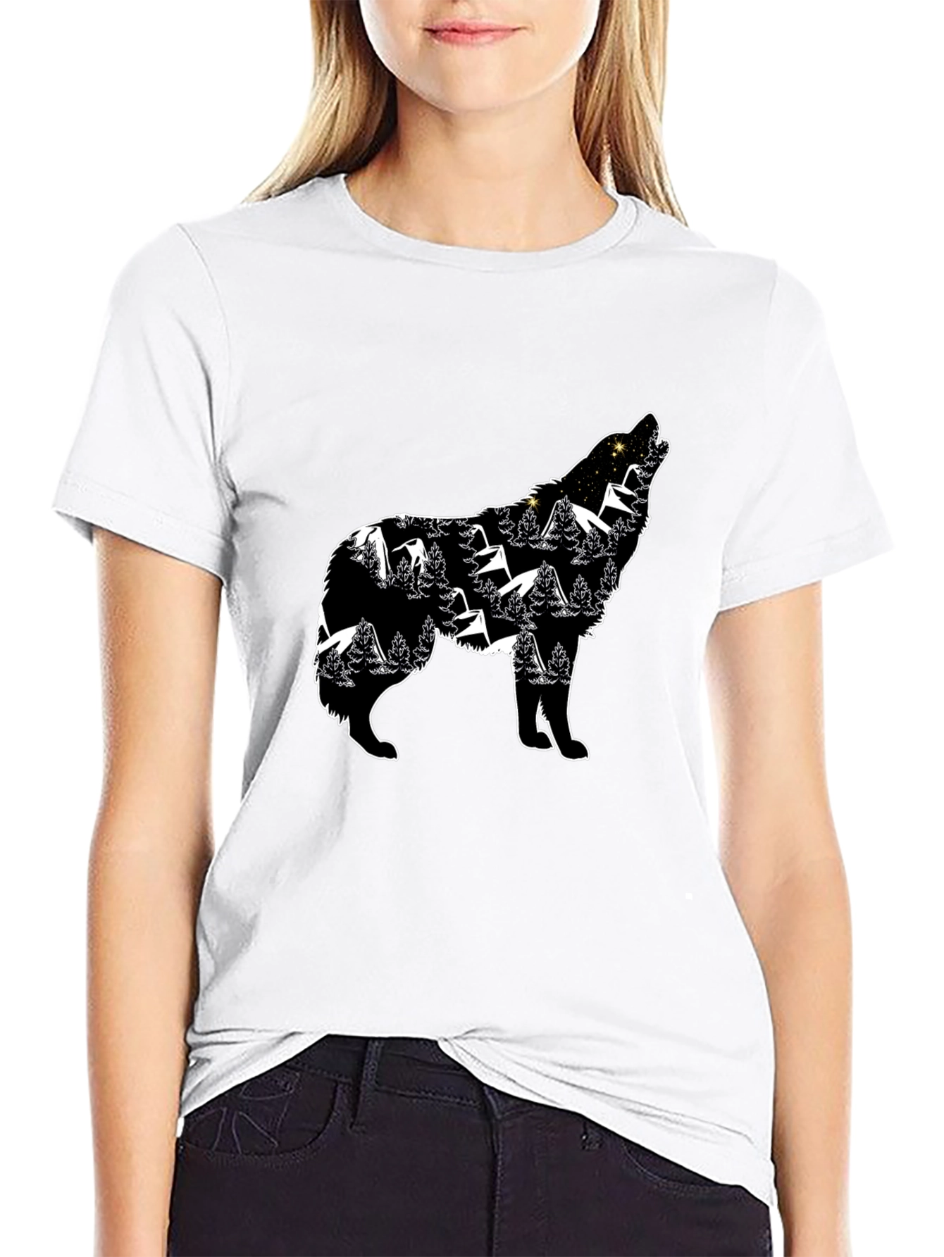 Wolf Silhouette Graphic Tee - Nature Inspired Design