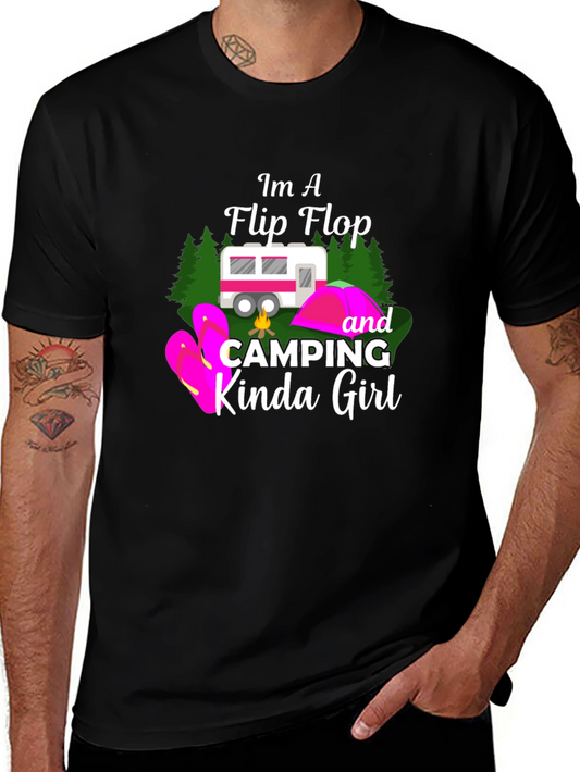 Im A Flip Flop And Camping Kinda Girl Black Tee