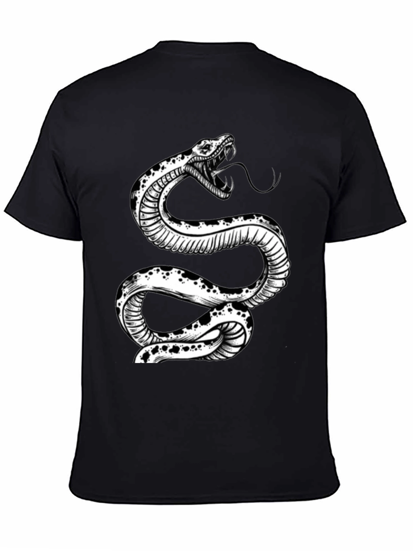 Snake Graphic Tee - Black Cotton T-Shirt